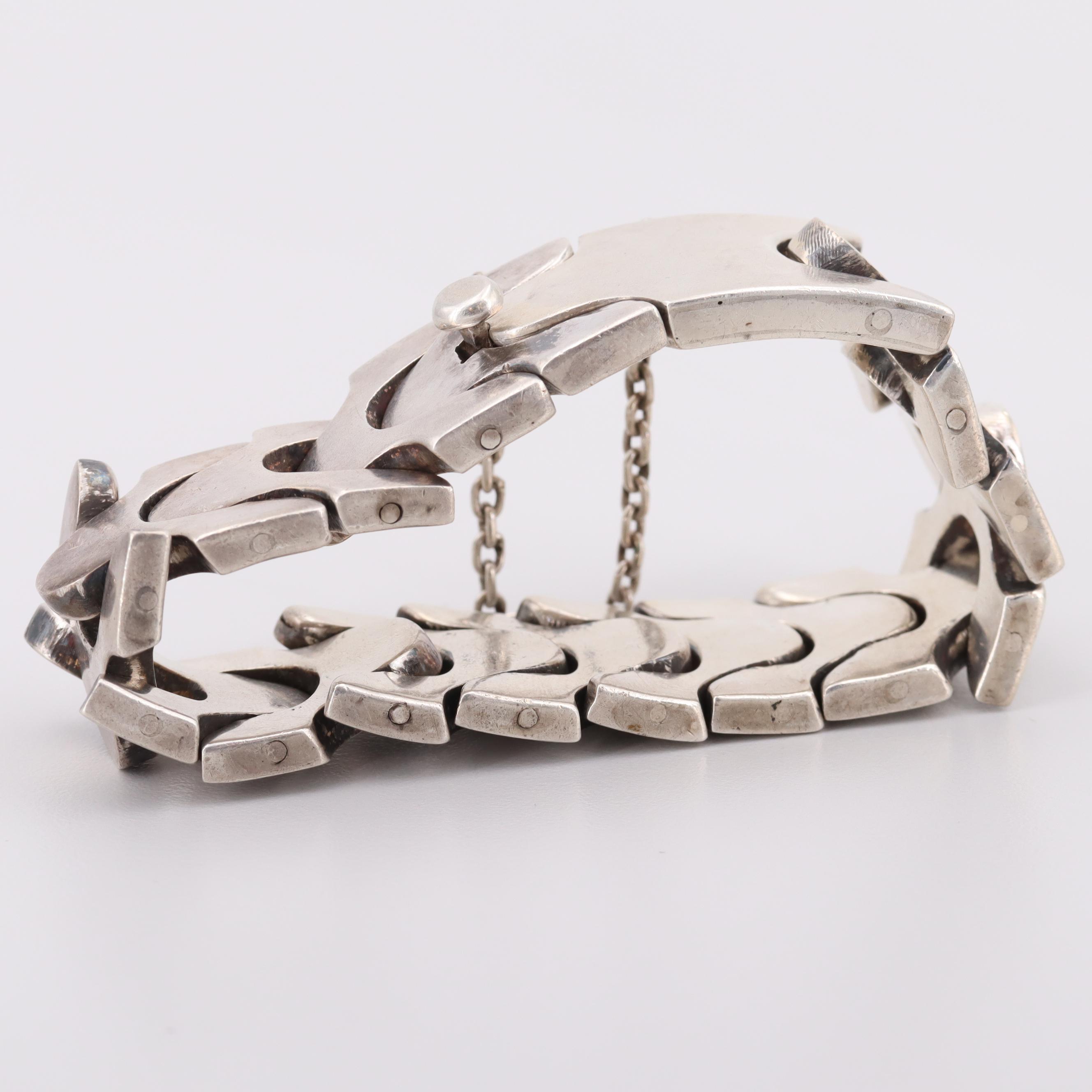 Modernist Antonio Pineda Taxco Sterling Silver Bracelet