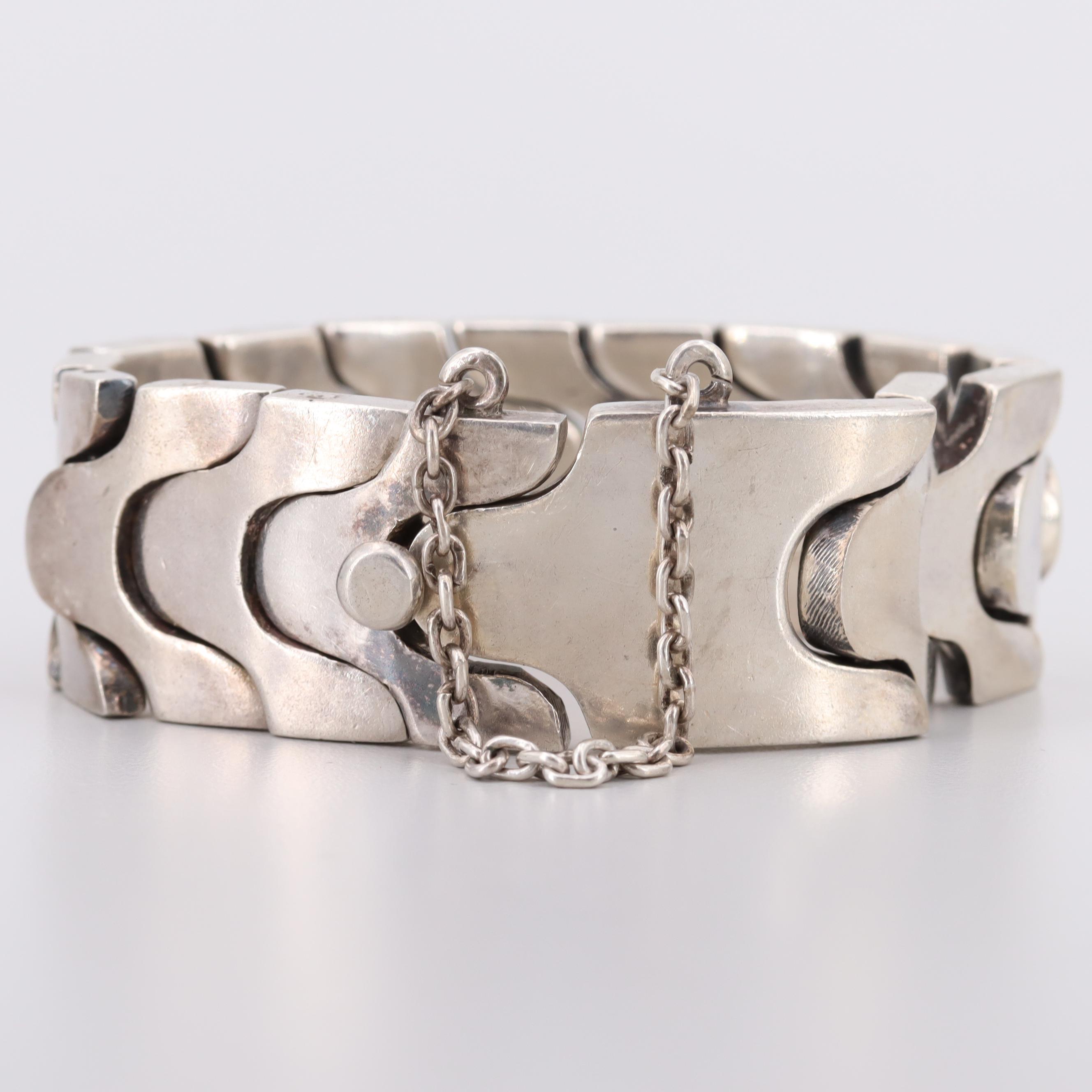 Modernist Antonio Pineda Taxco Sterling Silver Bracelet