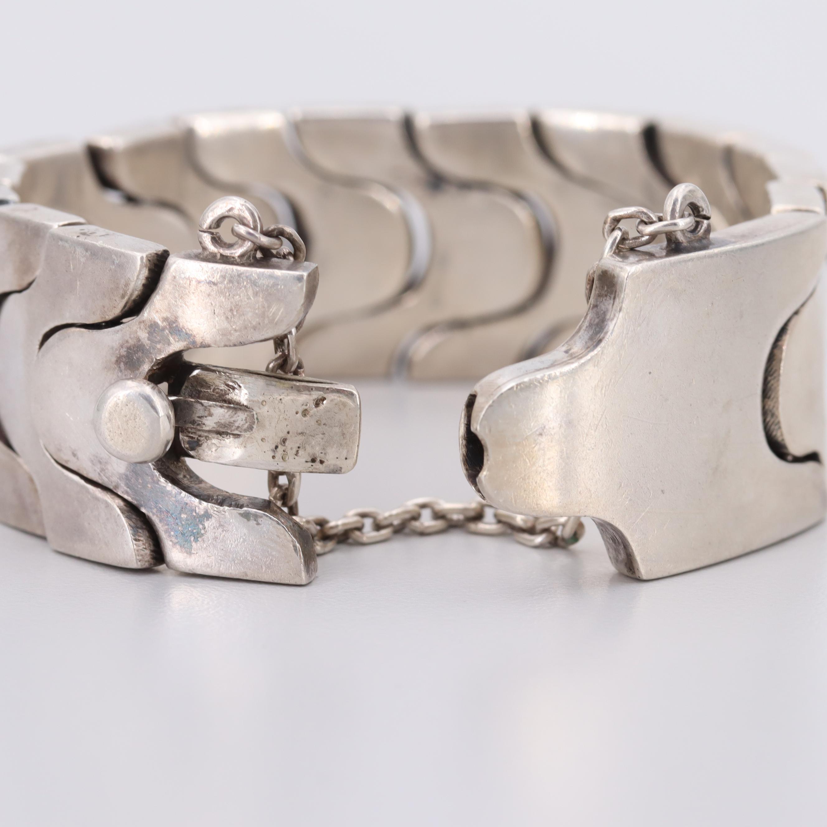 Modernist Antonio Pineda Taxco Sterling Silver Bracelet