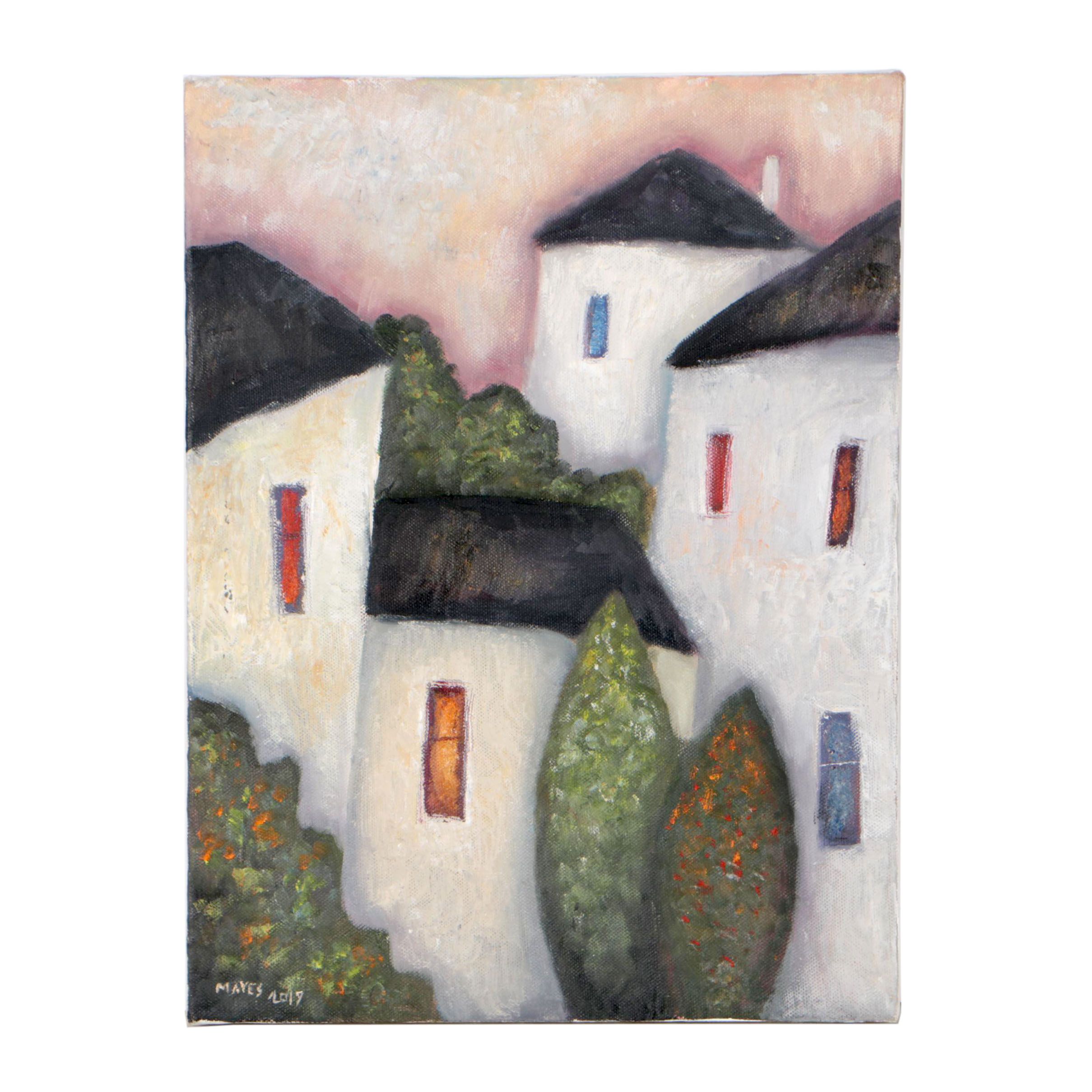 Jeremy Mayes Oil Painting "Four White Houses"