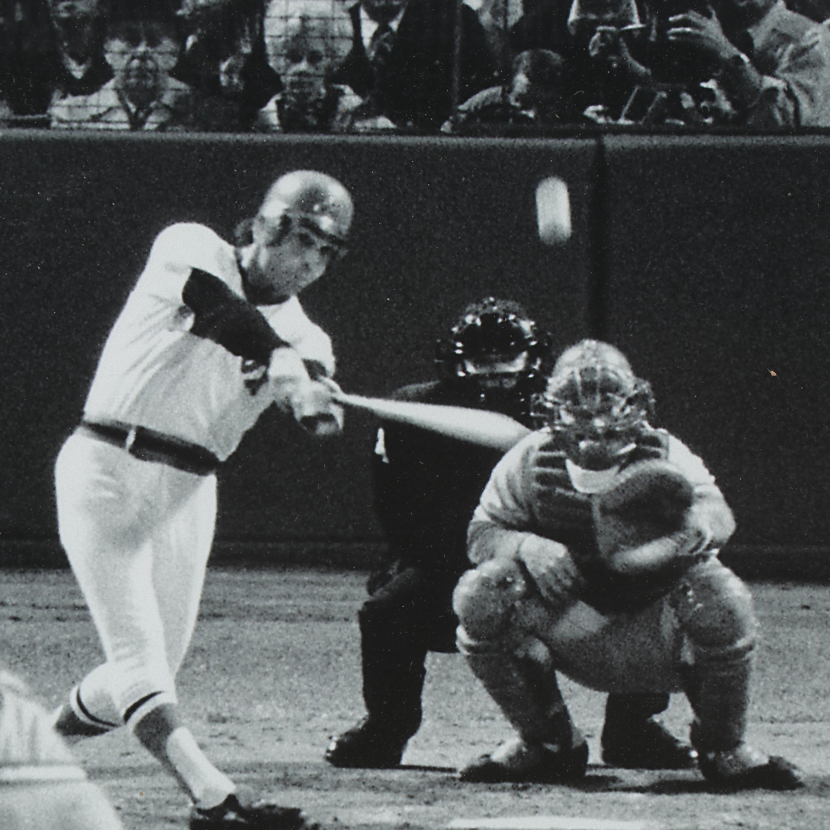 Bernie Carbo and Rawly Eastwick Autographed 1975 World Series Home Run Photo
