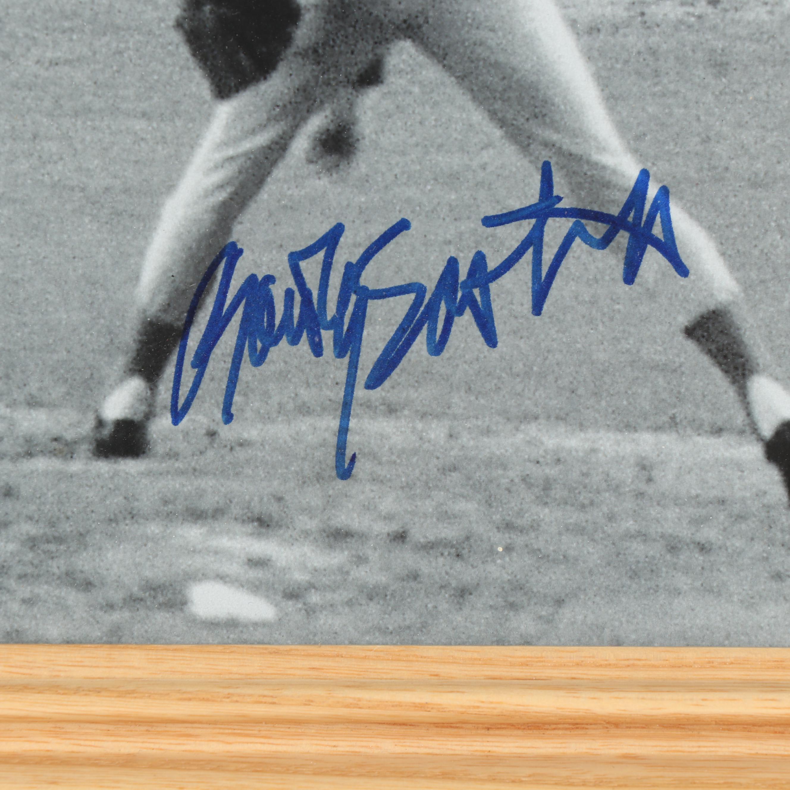 Bernie Carbo and Rawly Eastwick Autographed 1975 World Series Home Run Photo