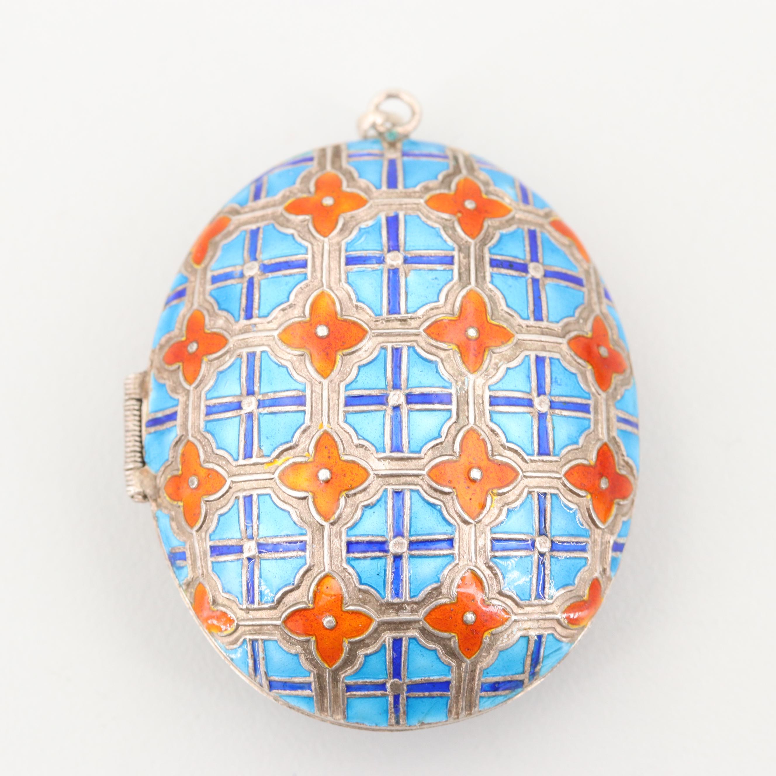 Sterling Silver Enamel Locket