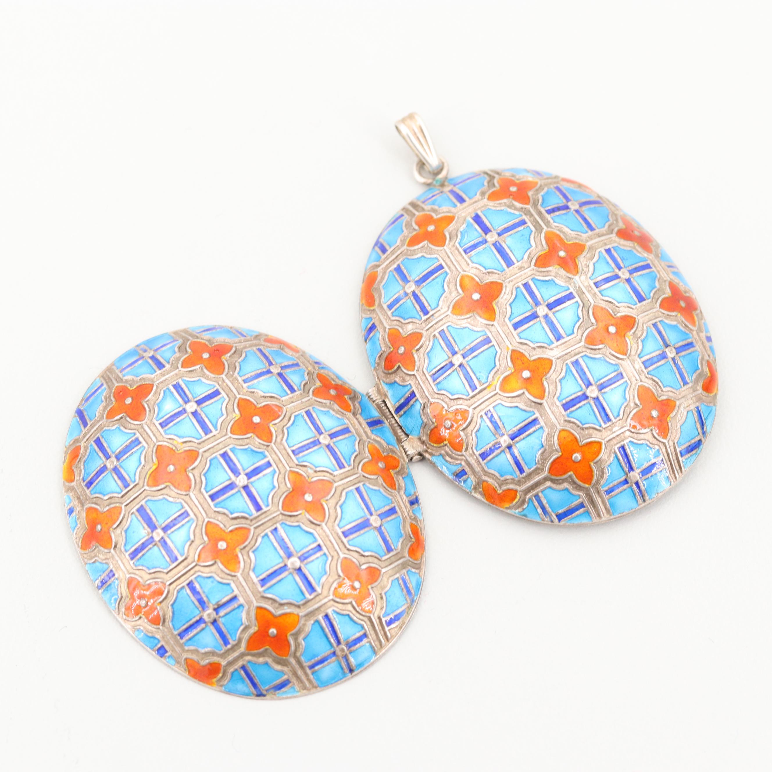 Sterling Silver Enamel Locket