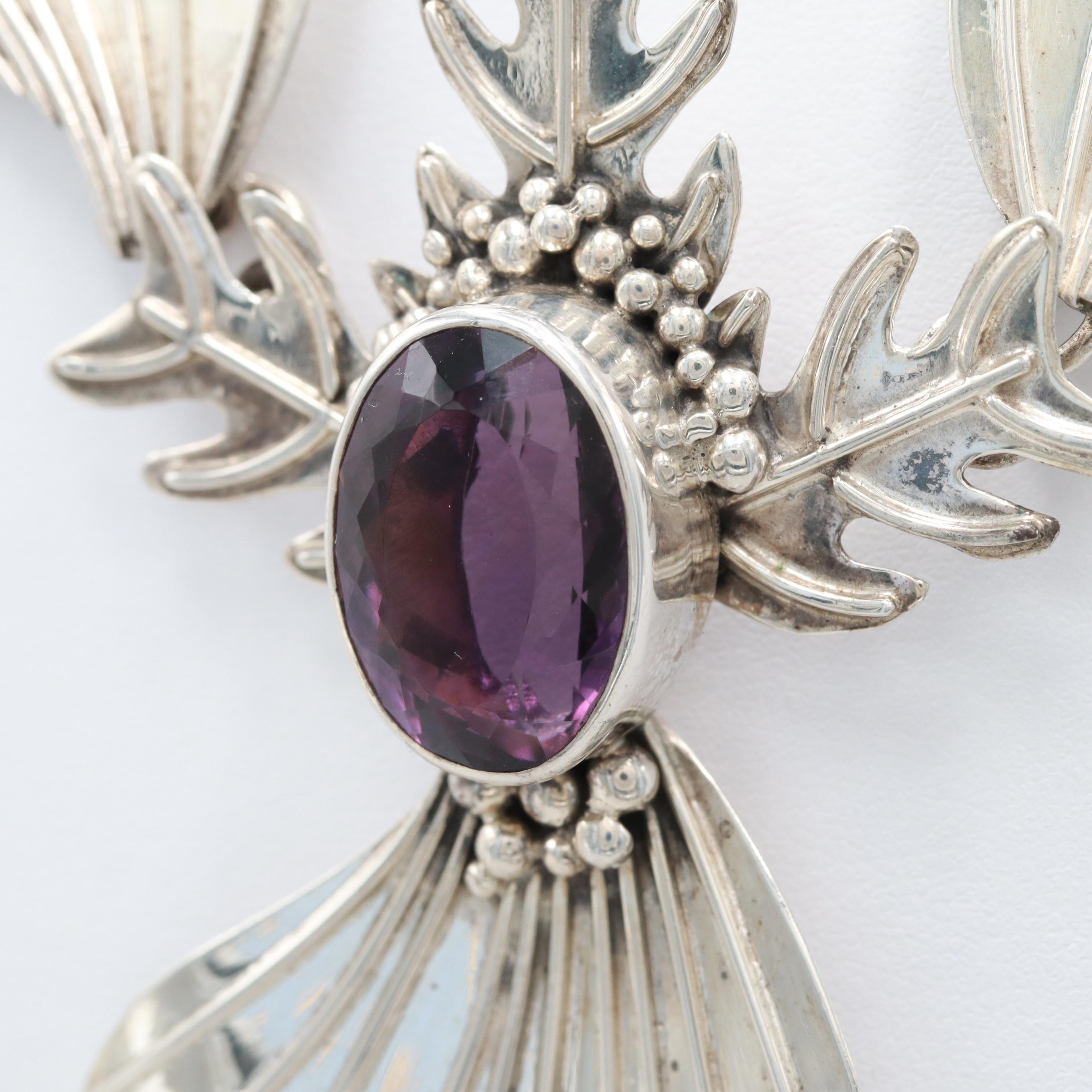 Modernist Carol Felley Sterling Silver Pendant Necklace