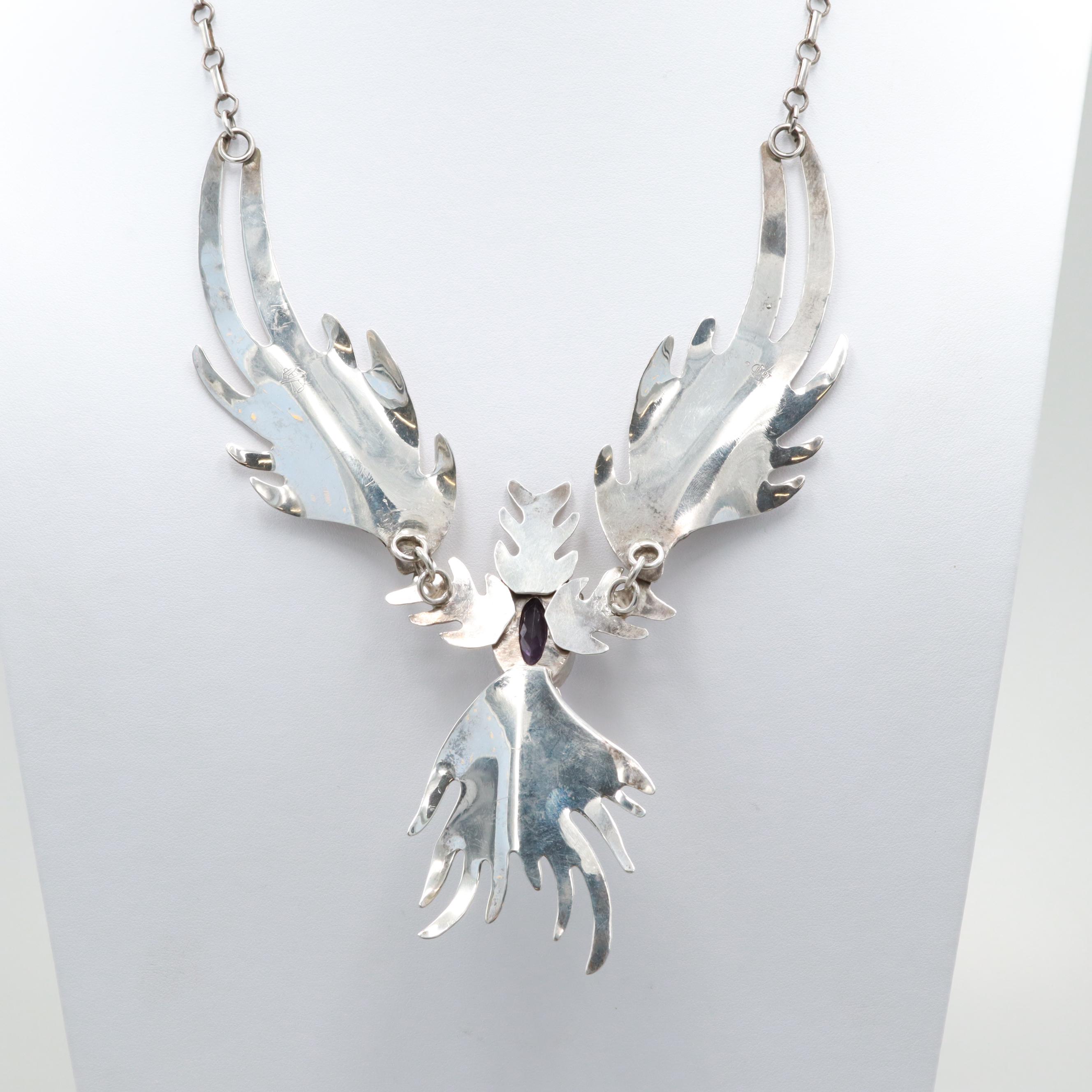 Modernist Carol Felley Sterling Silver Pendant Necklace