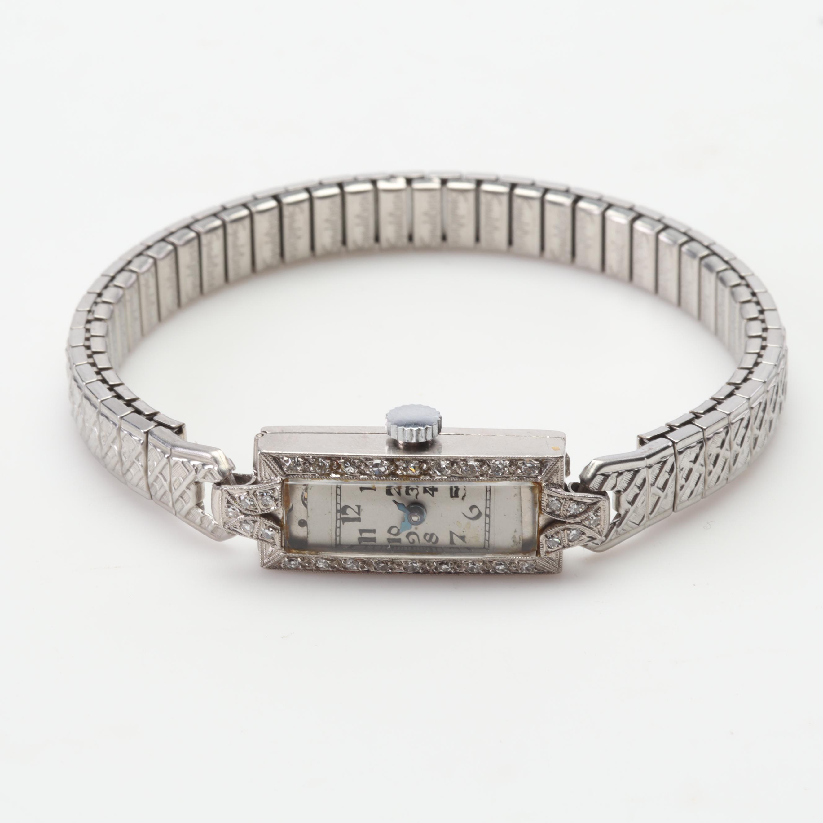 Speidel Watch with Diamonds and 14K White Gold Case