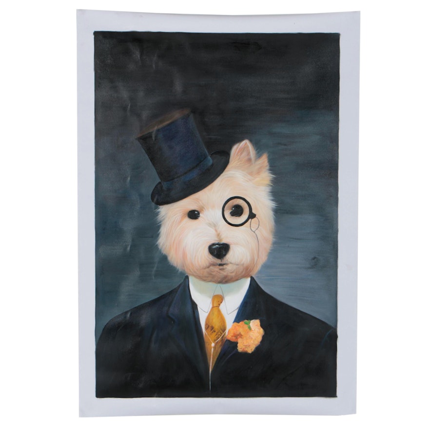Anthropomorphic Dog Oil Painting
