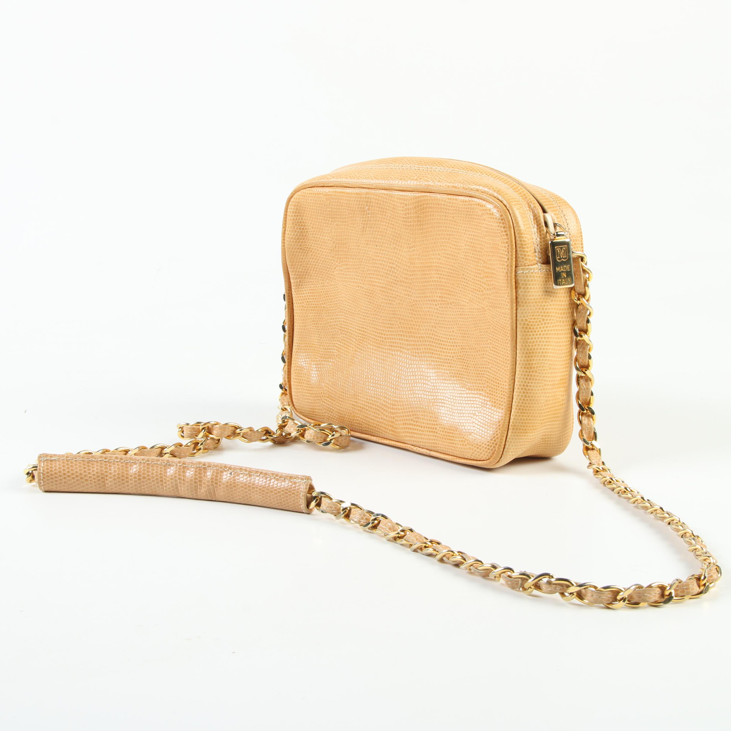 Bruno Magli Lizard Skin Crossbody with Saffiano Leather and Beaded Evening Bag