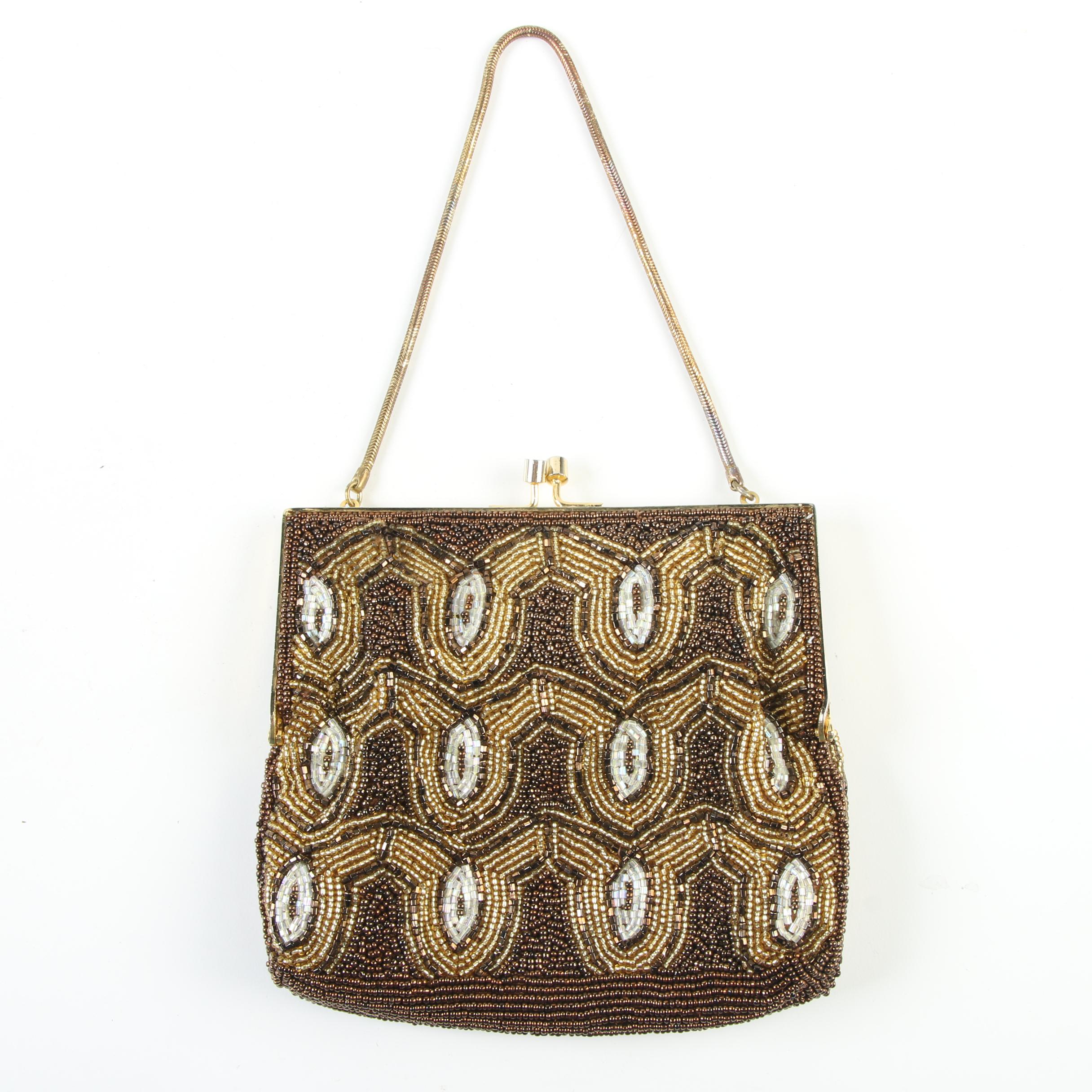 Bruno Magli Lizard Skin Crossbody with Saffiano Leather and Beaded Evening Bag