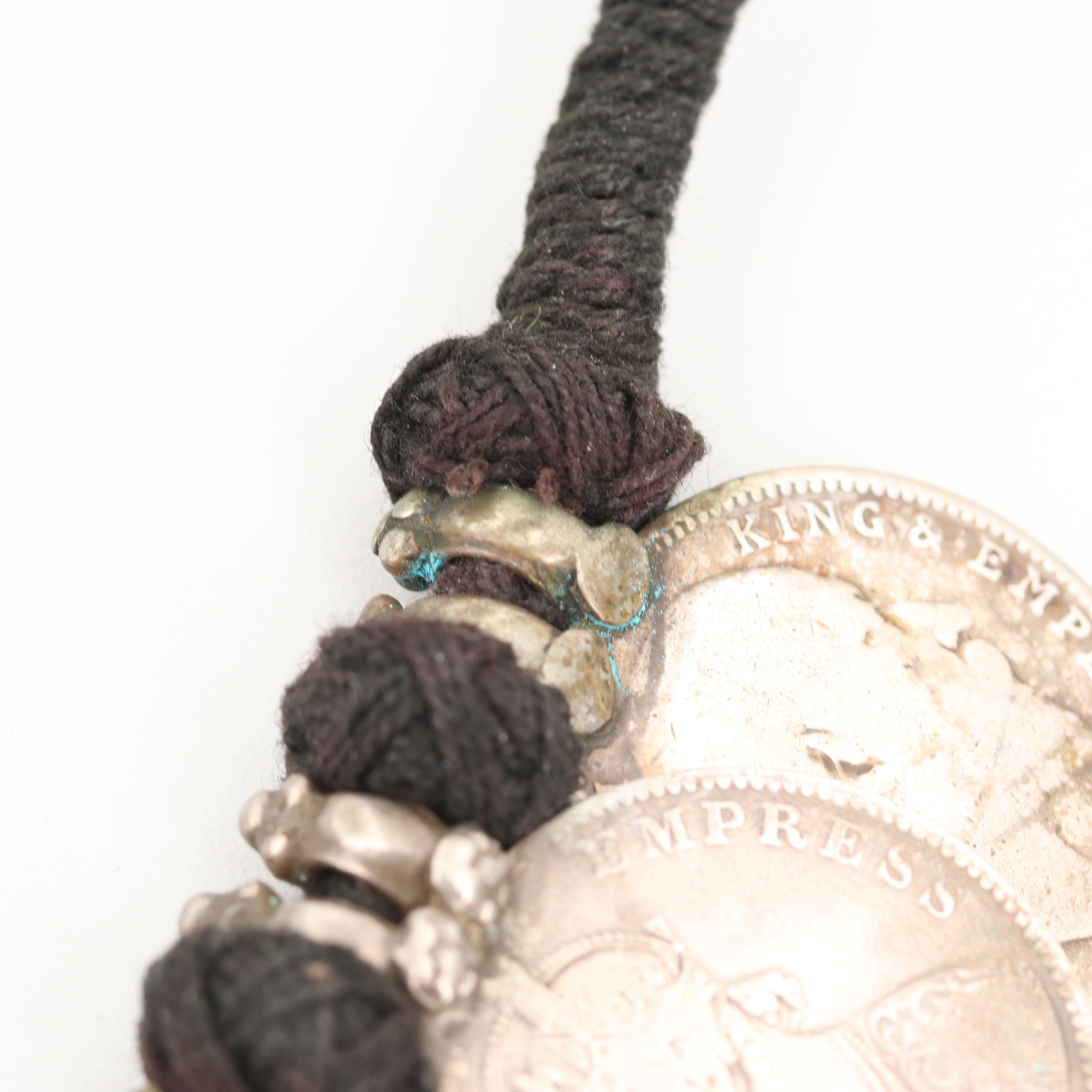 Indian Rupee Silver Coin Necklace Including Edward VII, George V and Victoria