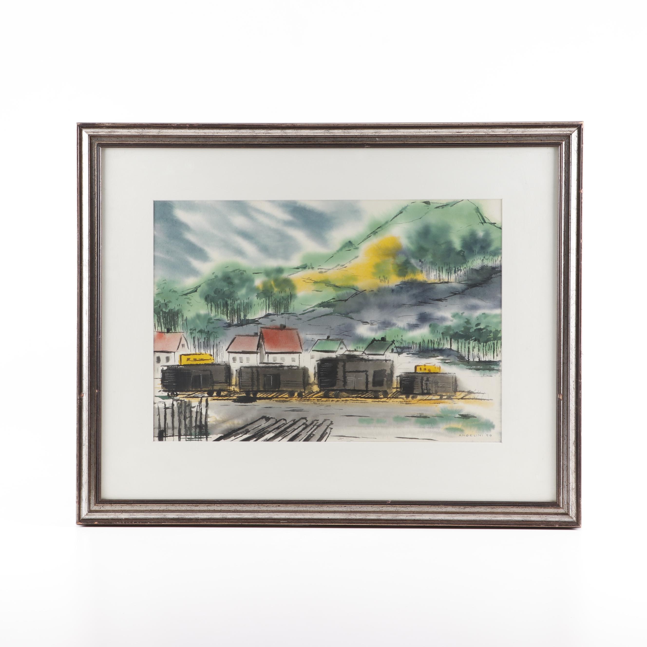 John Angelini Watercolor of a Train
