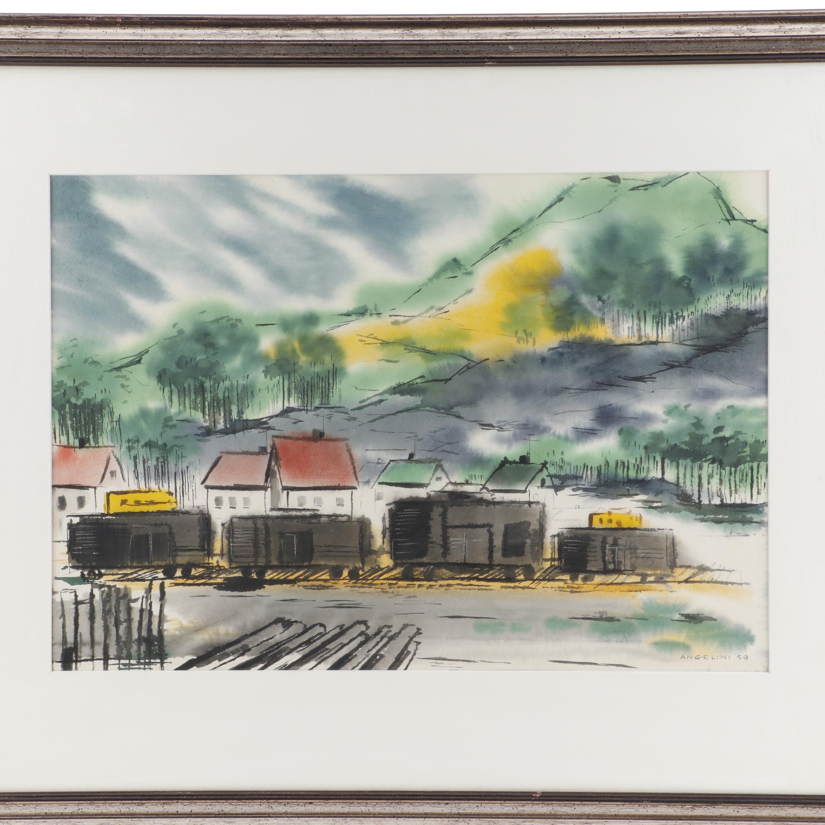 John Angelini Watercolor of a Train