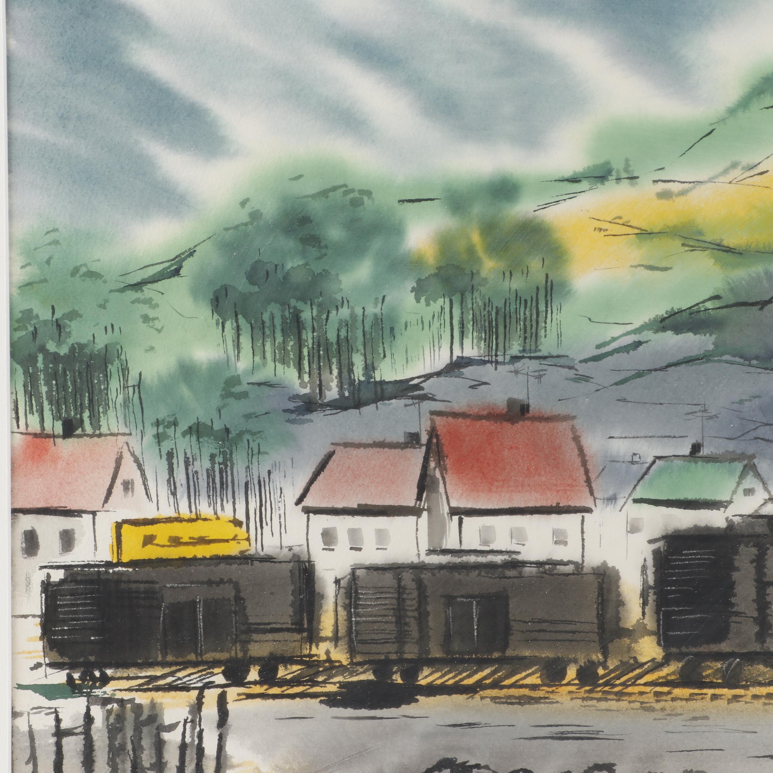 John Angelini Watercolor of a Train