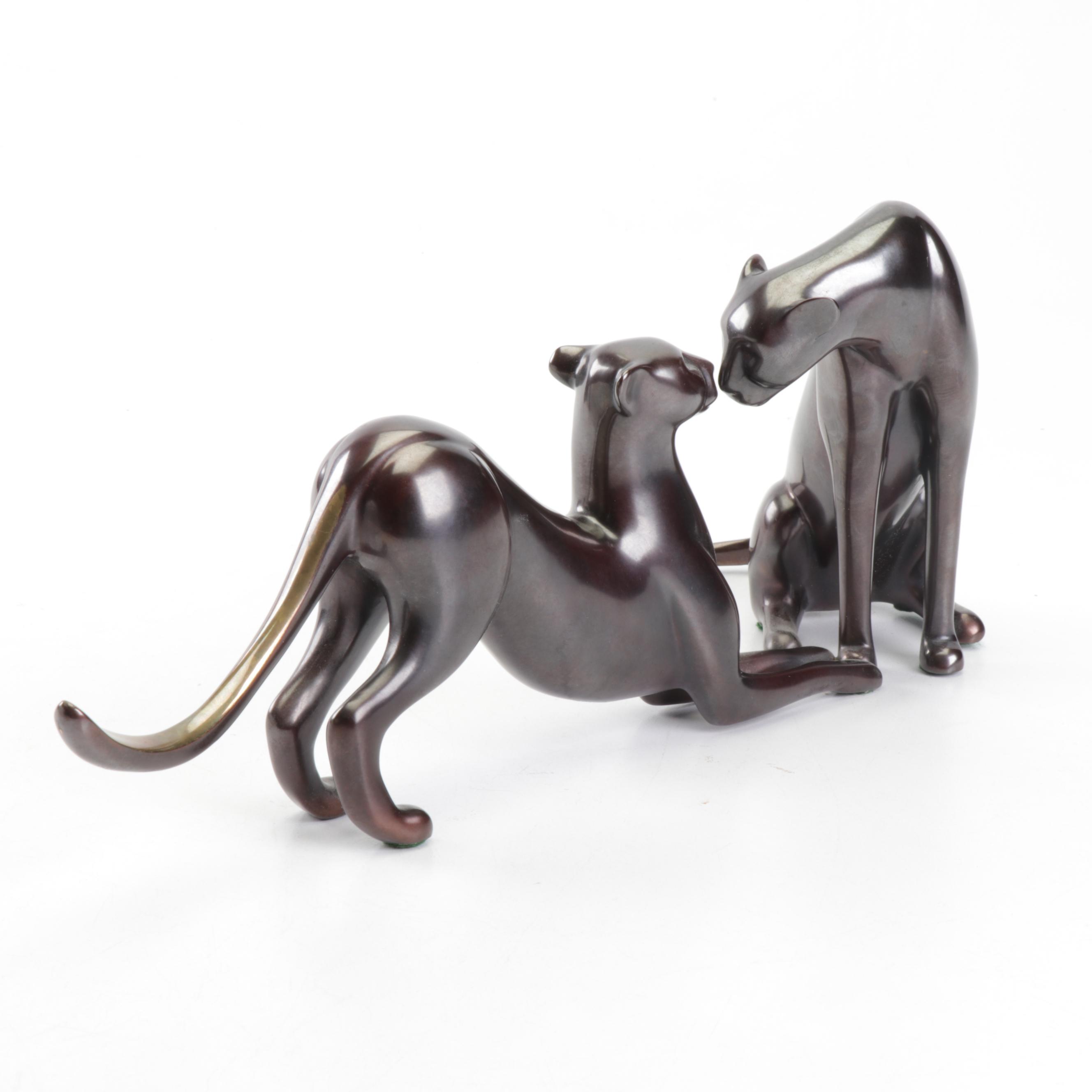 Loet Vanderveen Bronze Sculpture "Cheetah Pair"