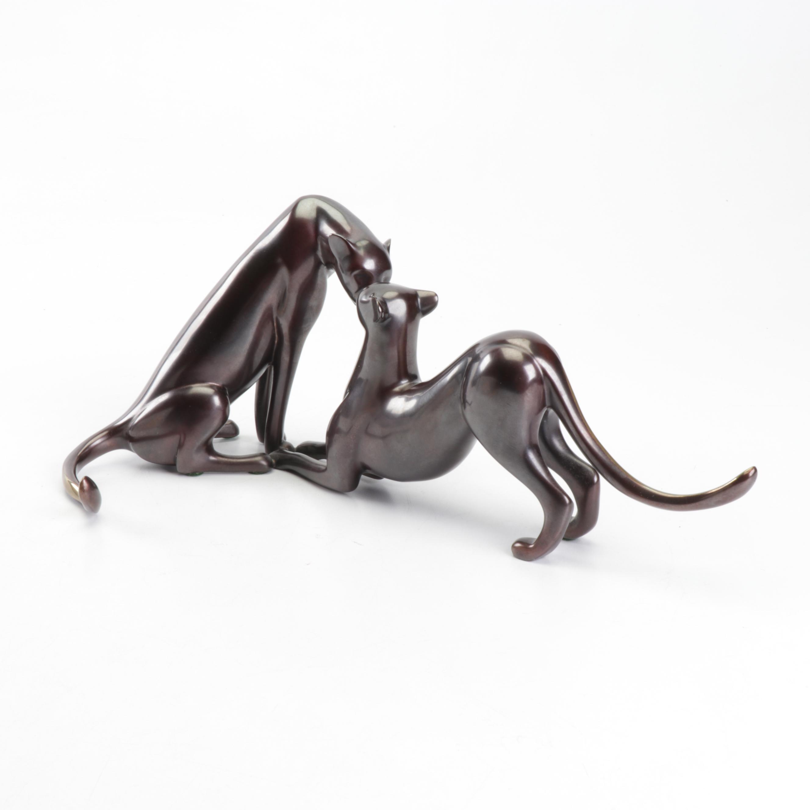 Loet Vanderveen Bronze Sculpture "Cheetah Pair"