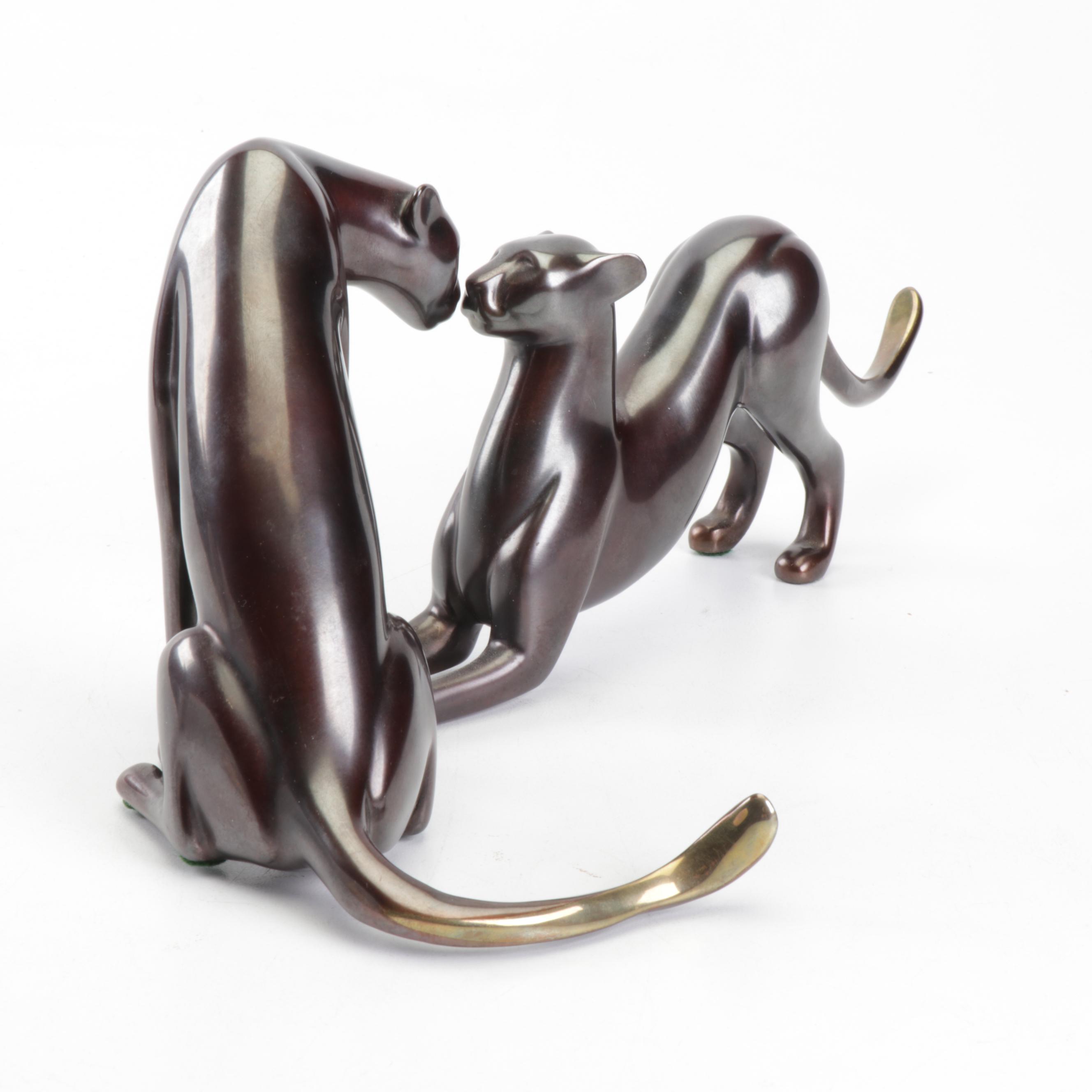 Loet Vanderveen Bronze Sculpture "Cheetah Pair"