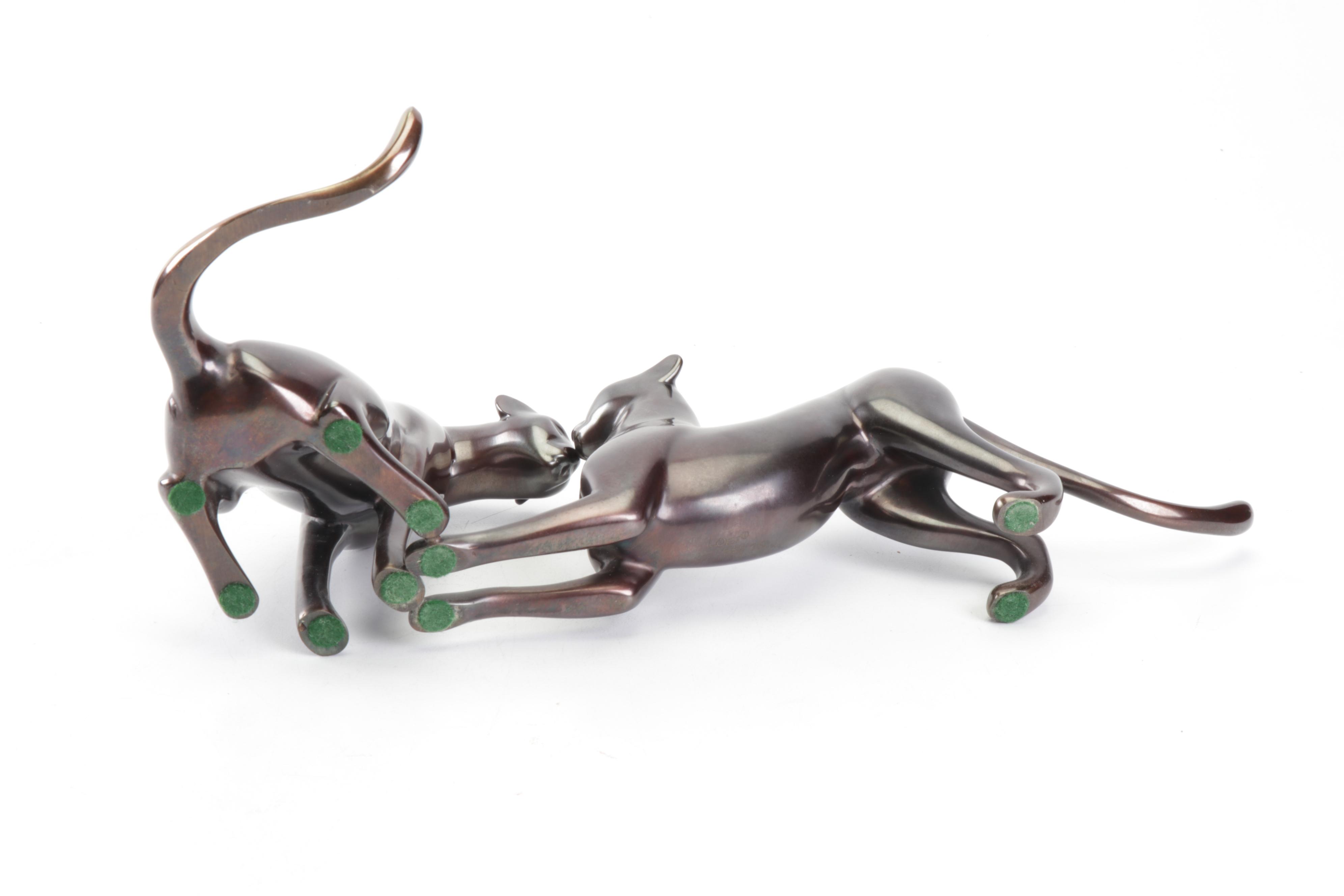 Loet Vanderveen Bronze Sculpture "Cheetah Pair"