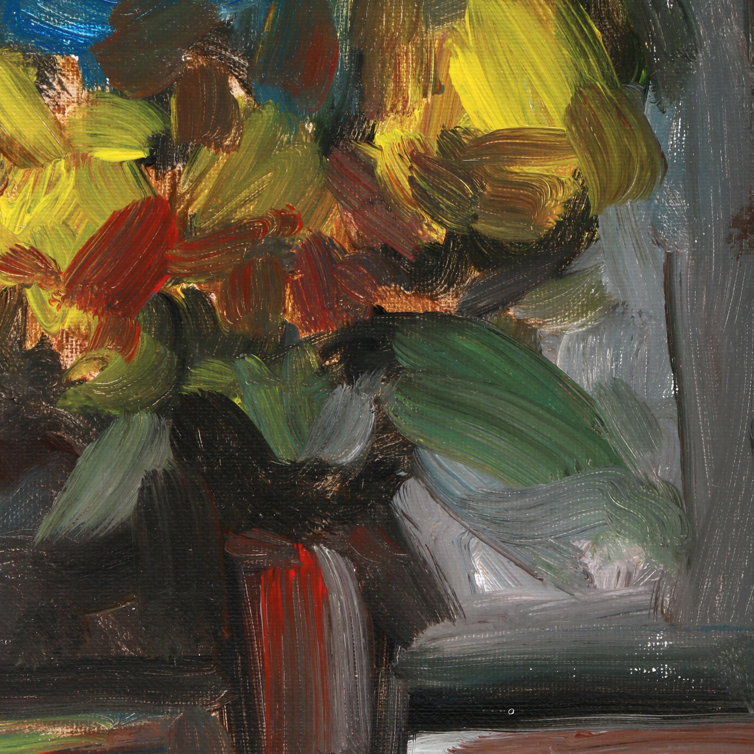 Martin Azari Oil Painting "Still Life with Floral Arrangement in Vase"