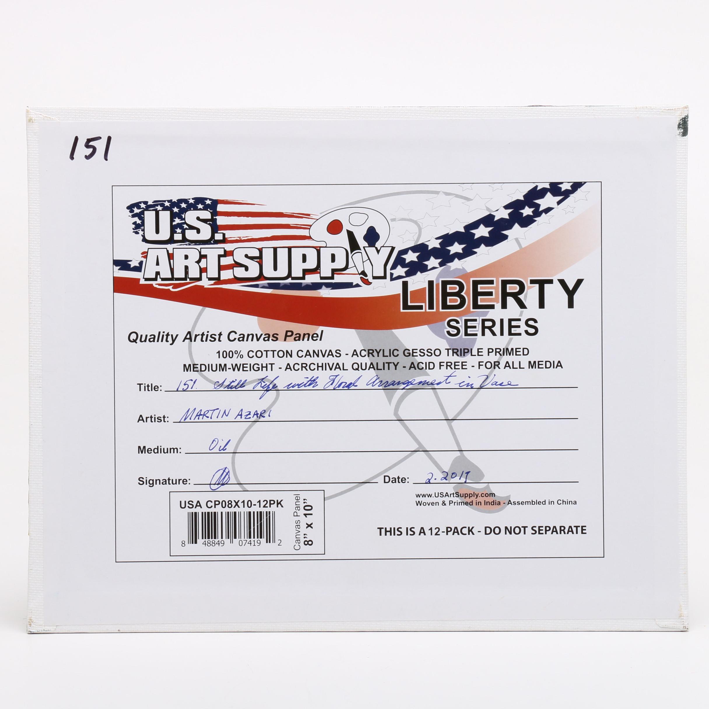 Martin Azari Oil Painting "Still Life with Floral Arrangement in Vase"