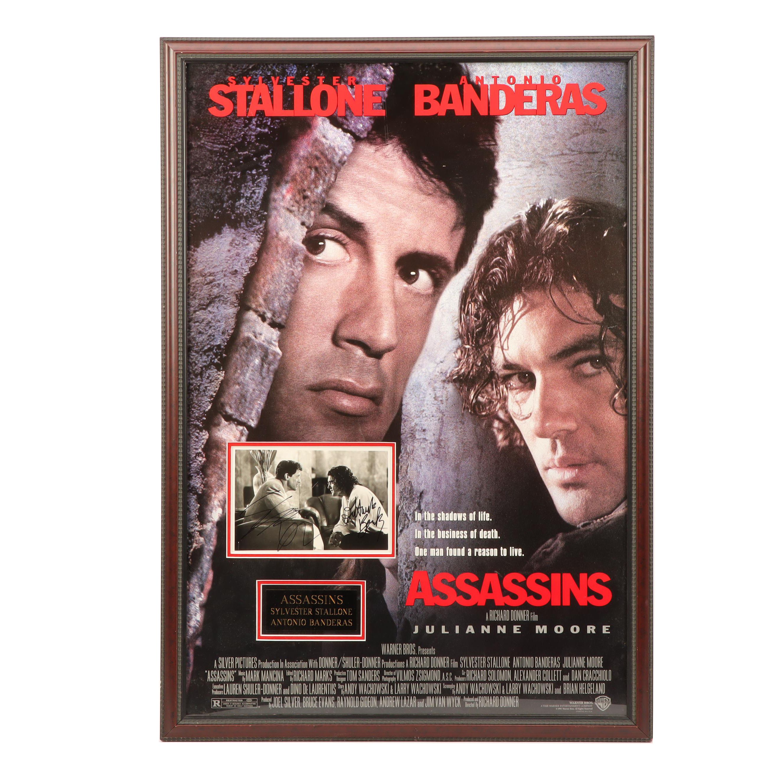 Sylvester Stallone and Antonio Banderas Signed "Assassins" Movie Poster