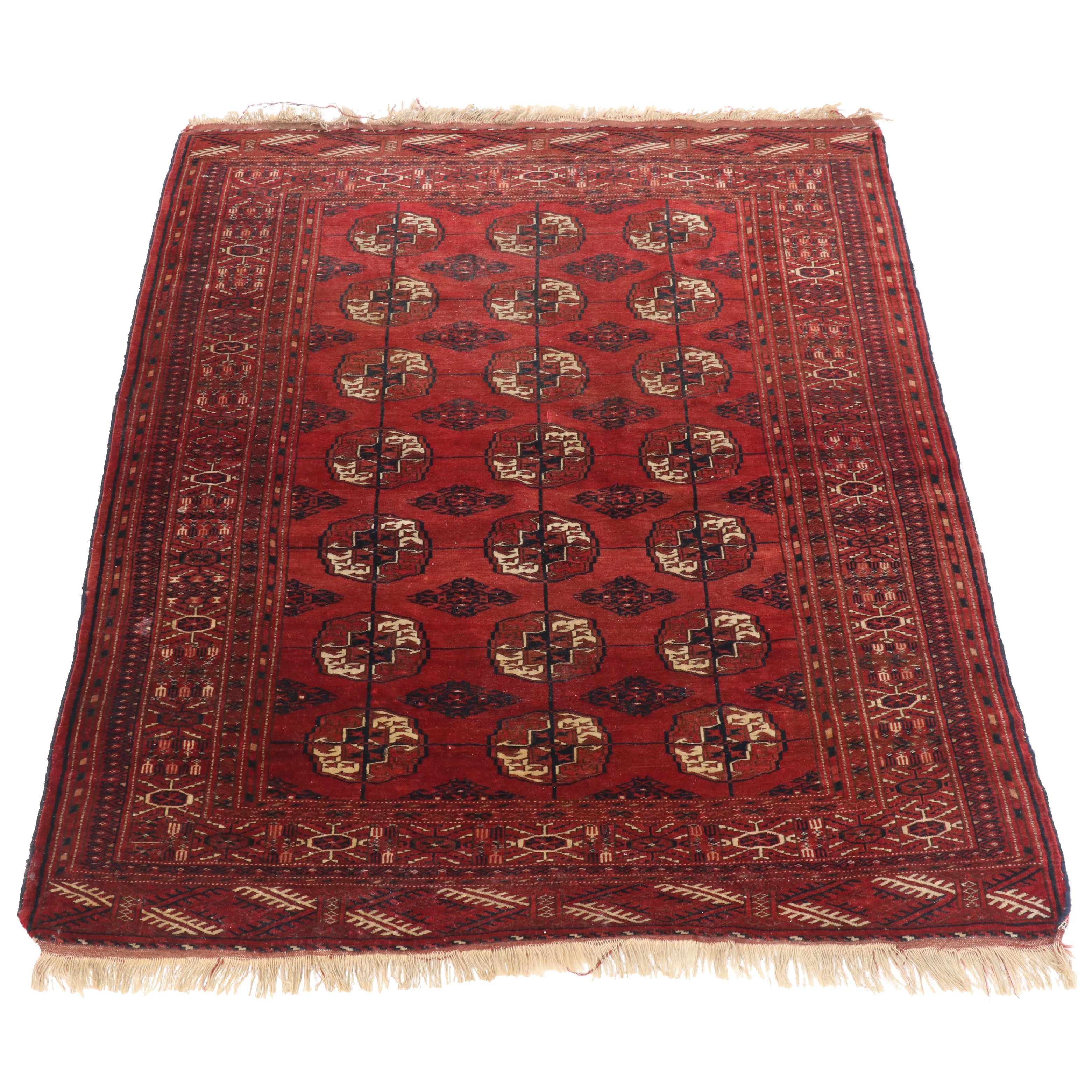 Hand-Knotted Tekke Bokhara Wool Rug