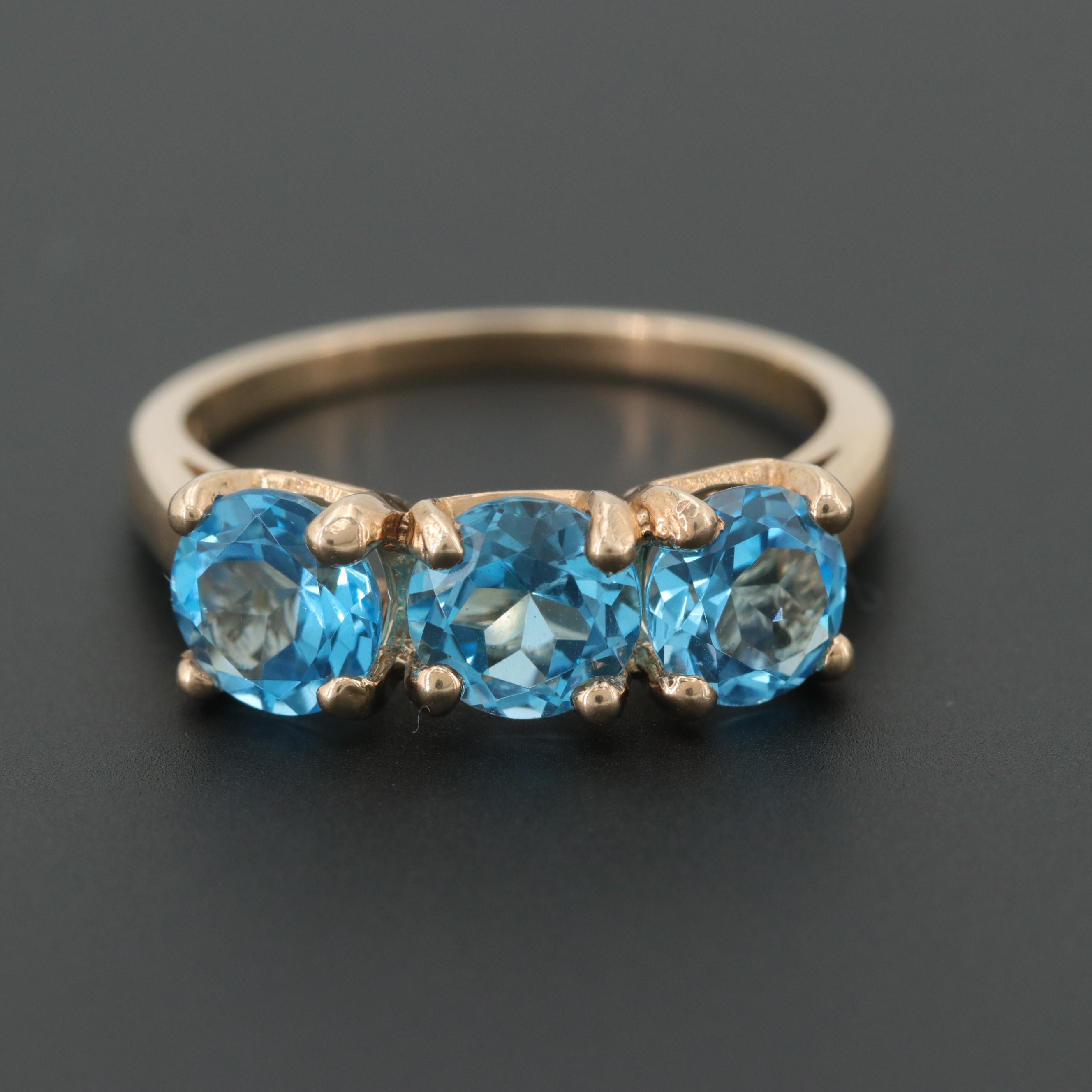 10K Yellow Gold Blue Topaz Ring