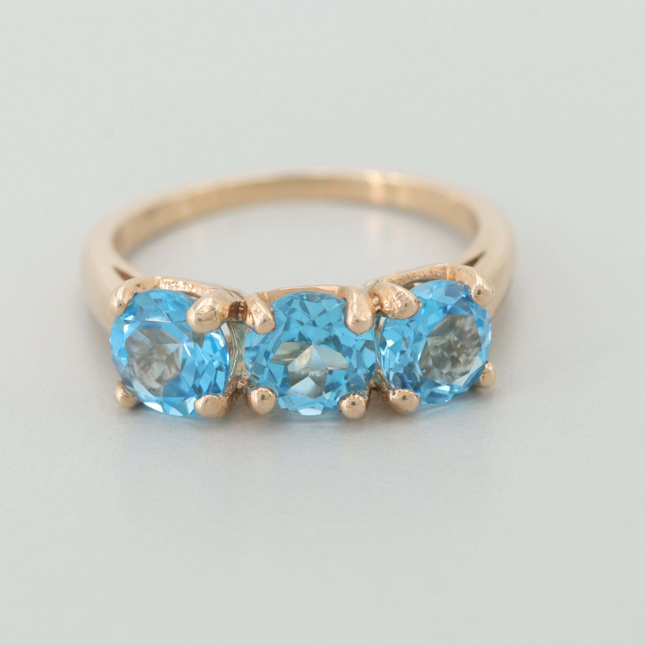 10K Yellow Gold Blue Topaz Ring