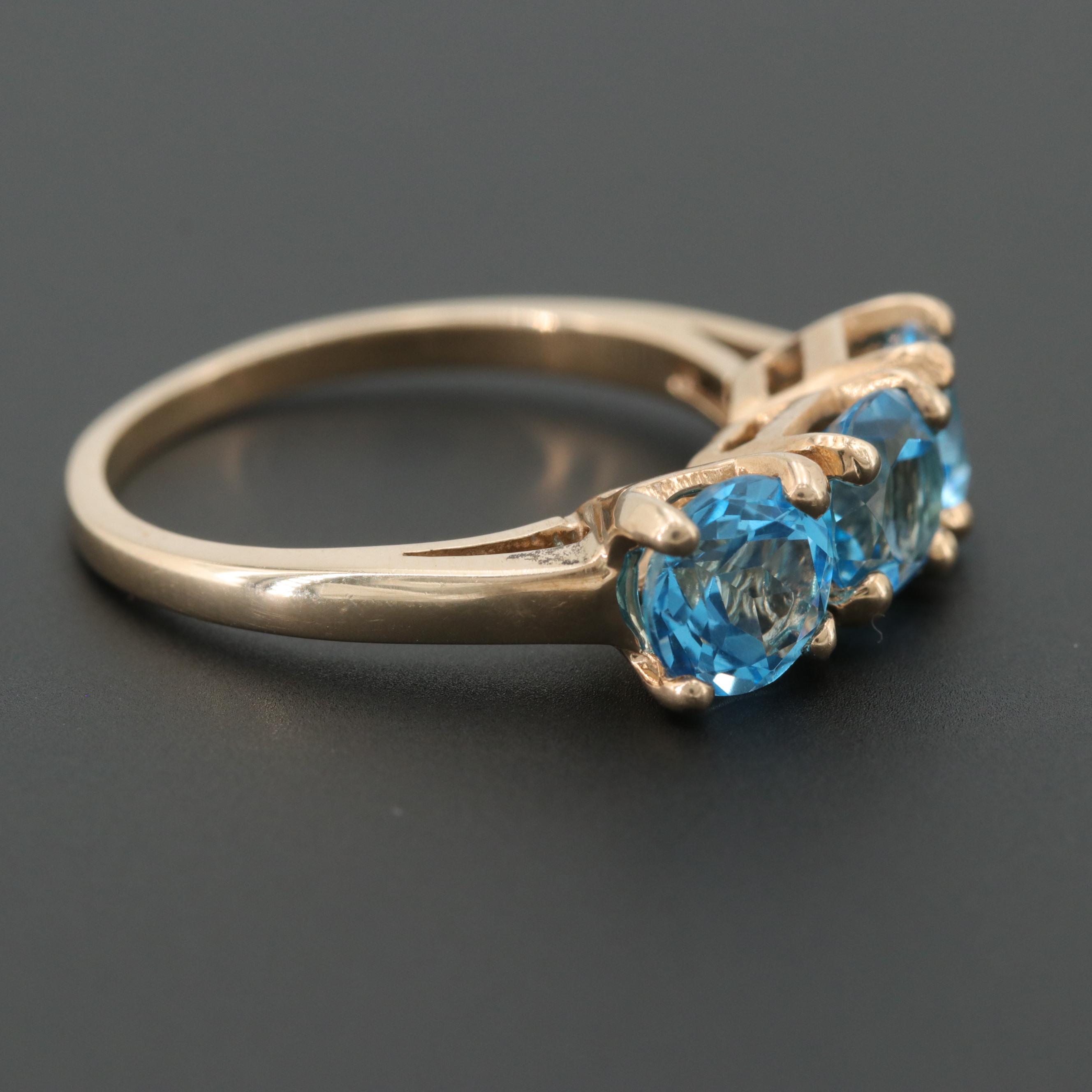 10K Yellow Gold Blue Topaz Ring