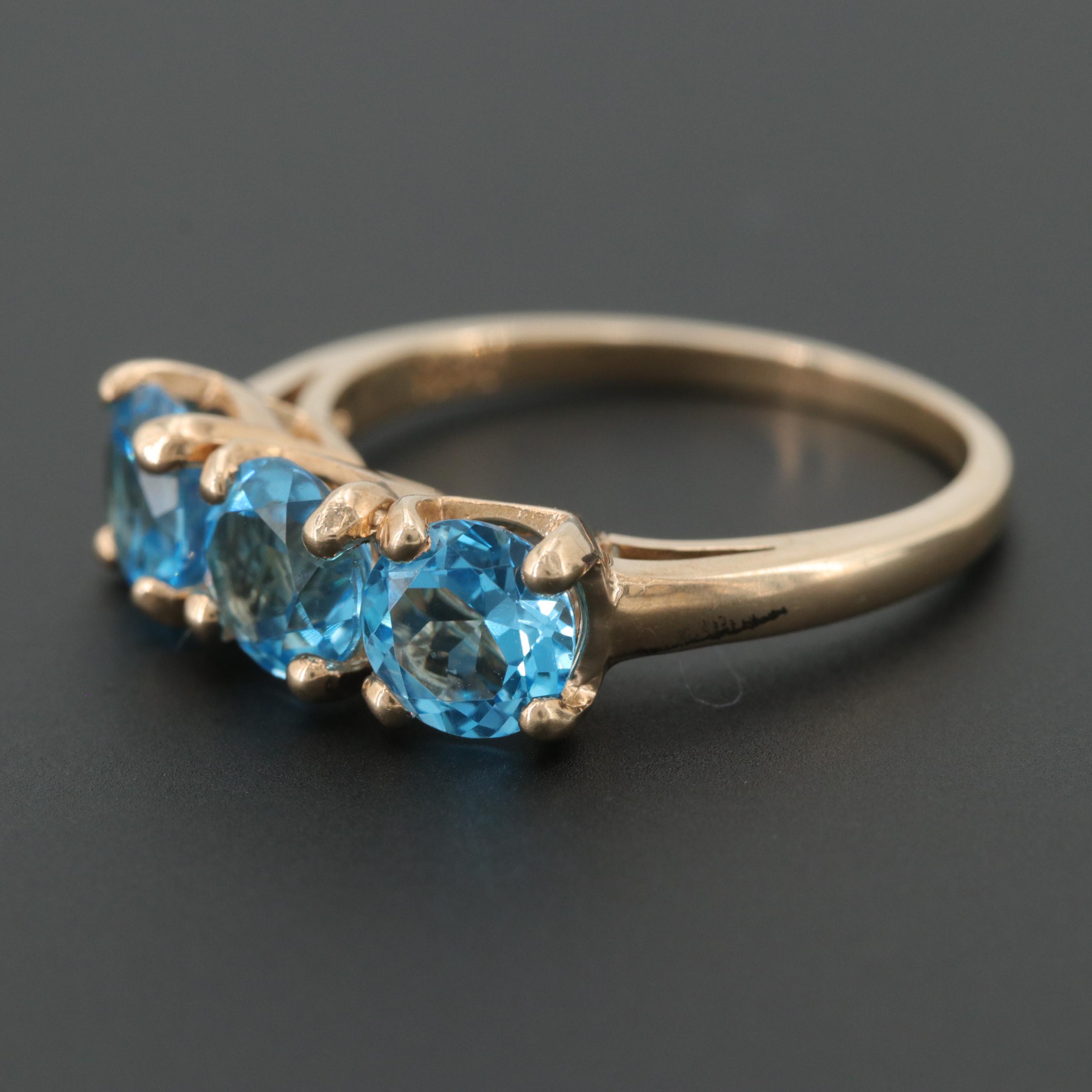 10K Yellow Gold Blue Topaz Ring