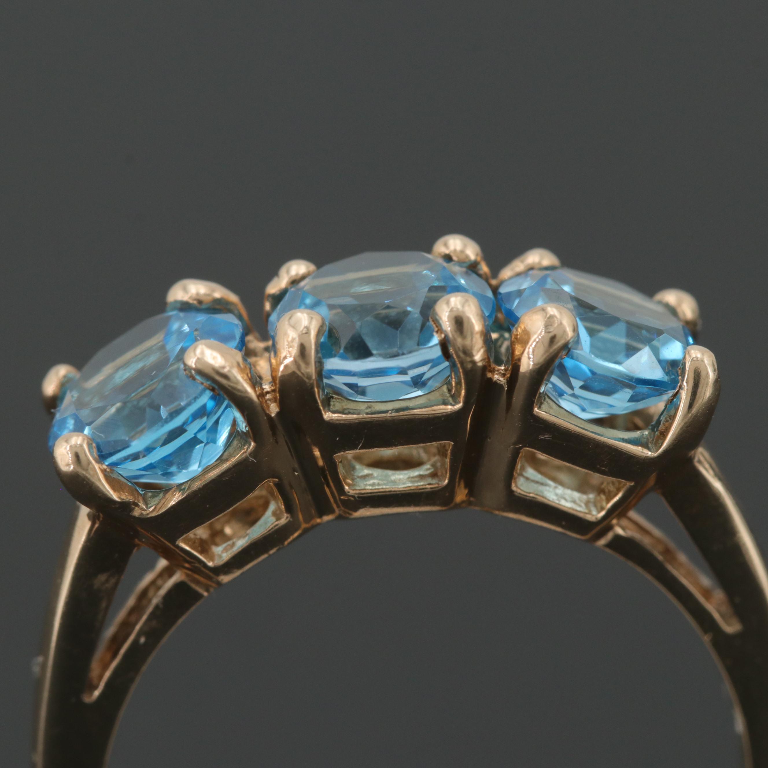 10K Yellow Gold Blue Topaz Ring
