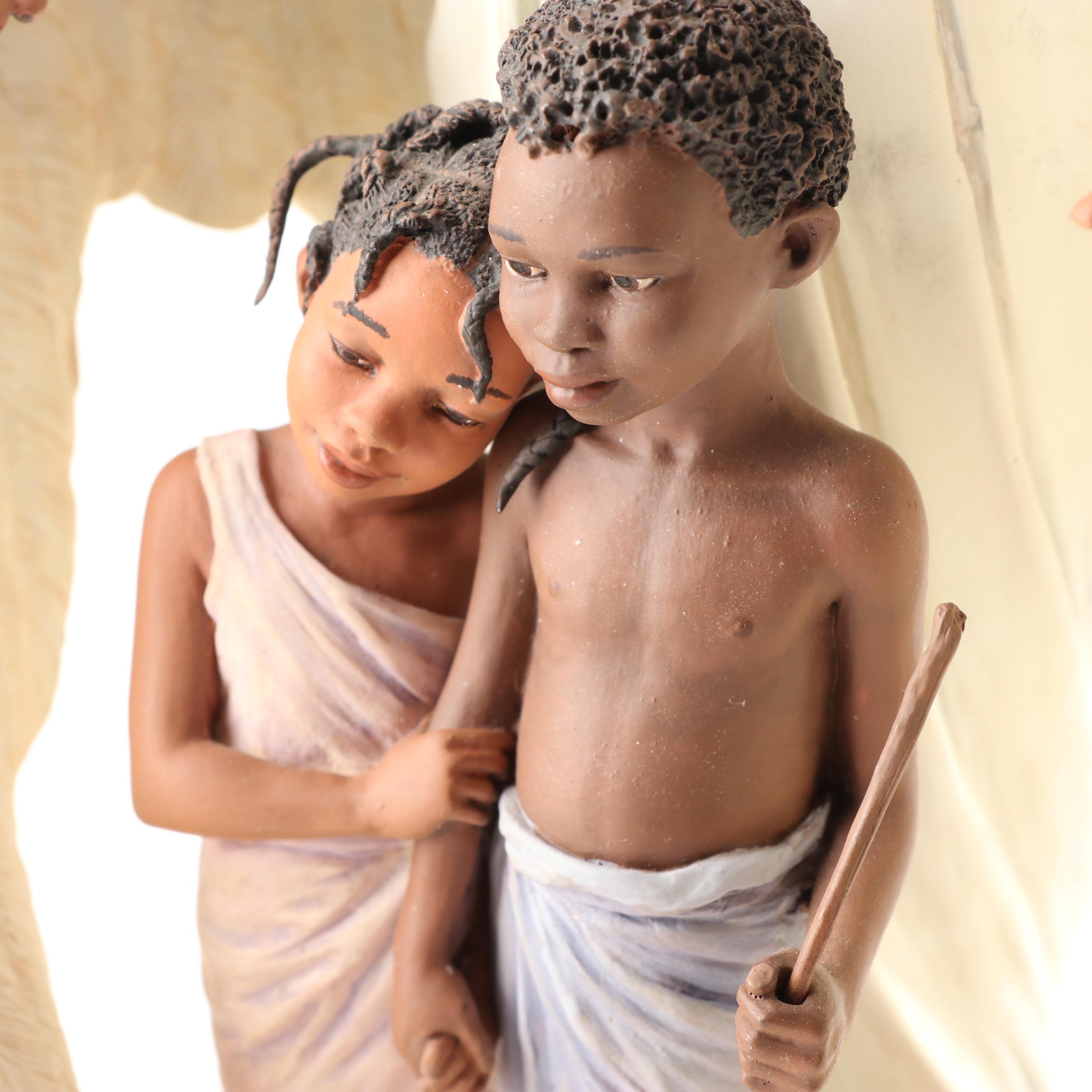 Thomas Blackshear's Ebony Visions "The Guardian" Figurine on Wood Base