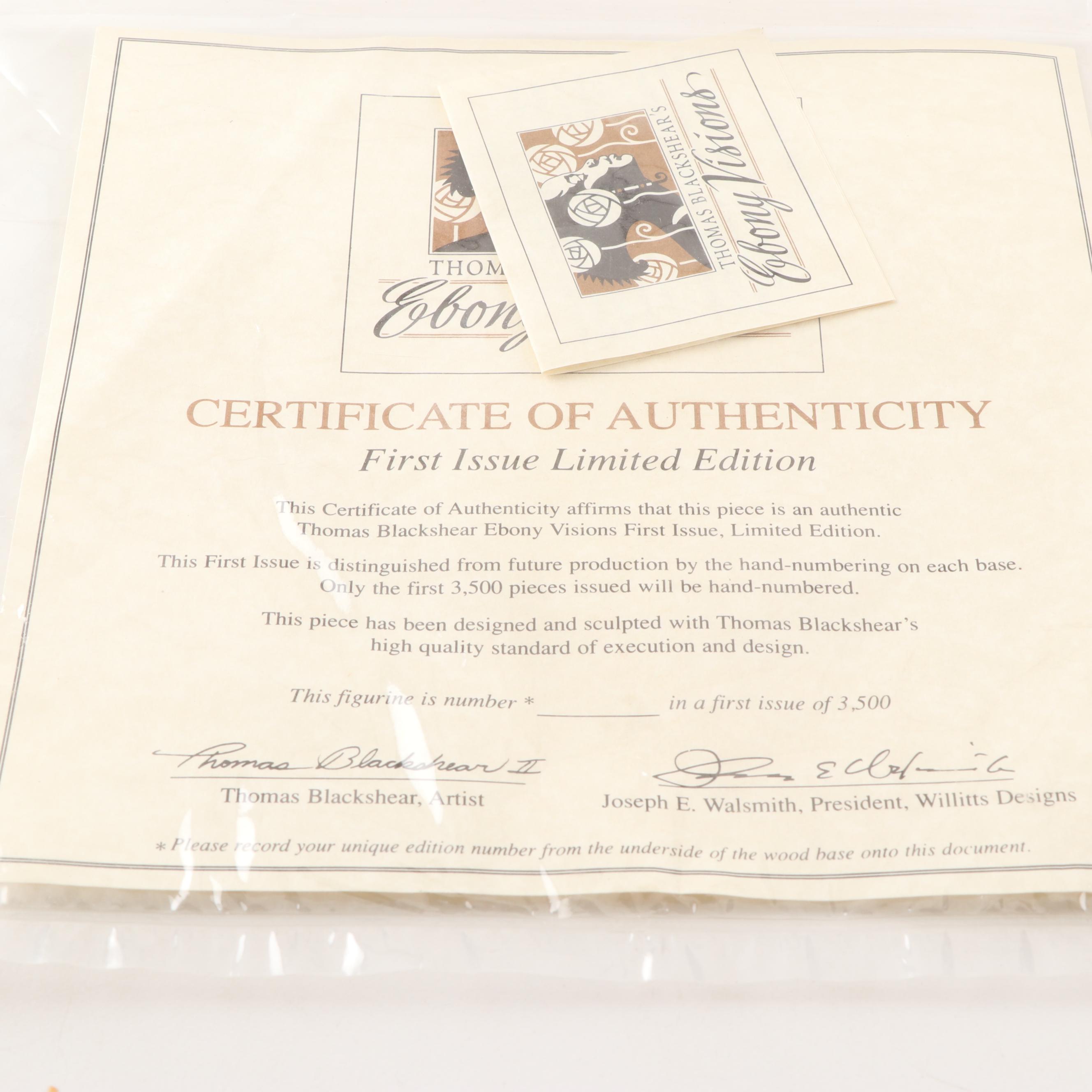 Thomas Blackshear's Ebony Visions "The Guardian" Figurine on Wood Base