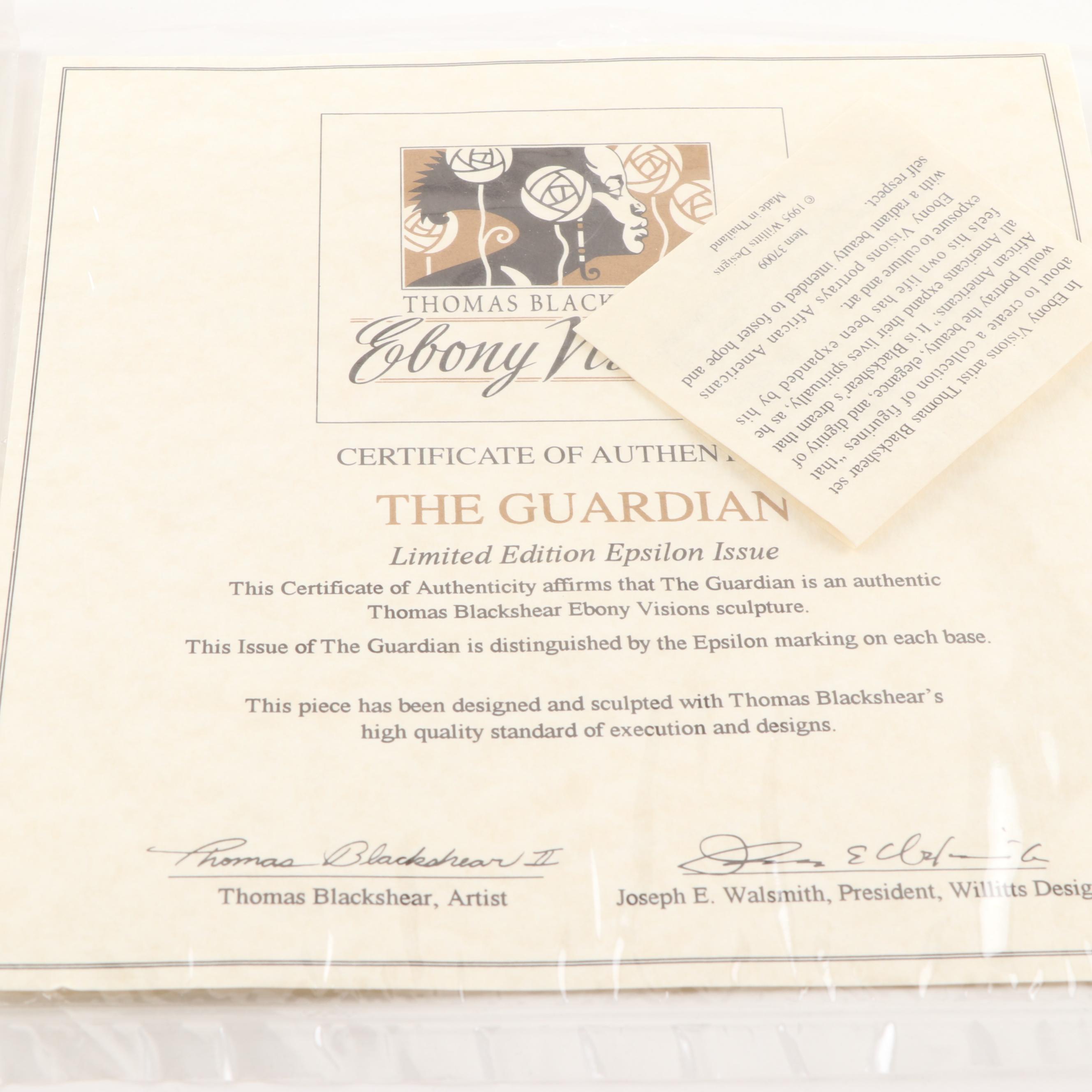 Thomas Blackshear's Ebony Visions "The Guardian" Figurine on Wood Base