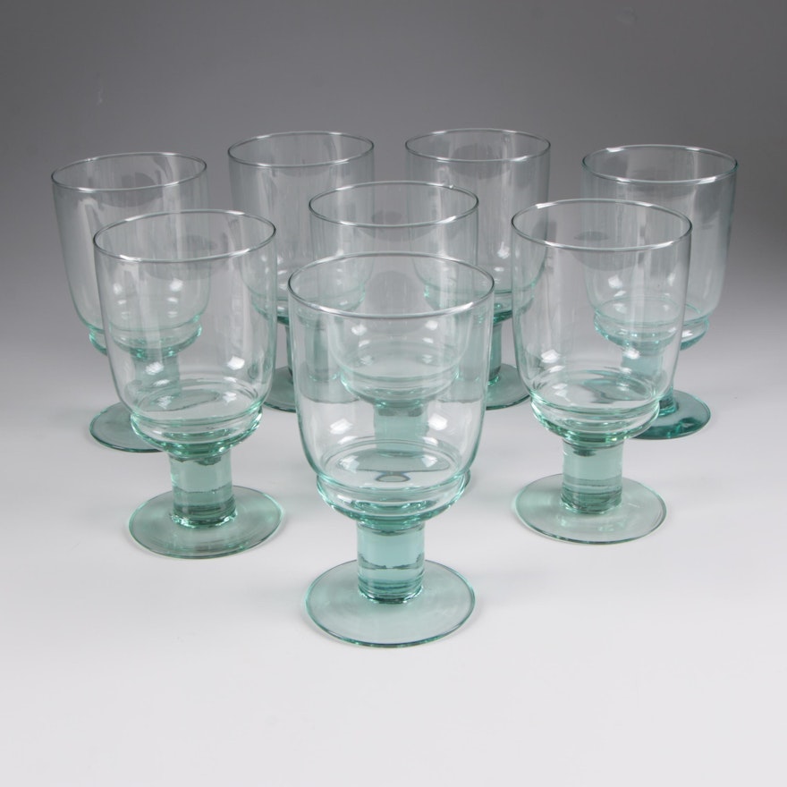 Contemporary Blown Glass Water Goblets