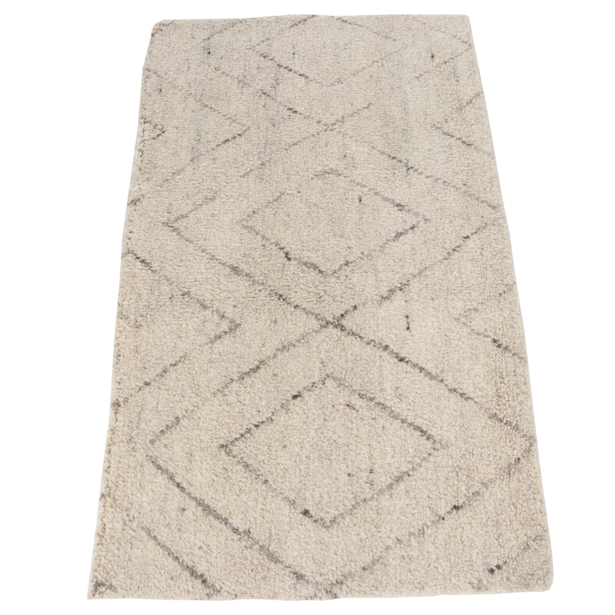 Hand-Knotted Indian Boucherouite Style Wool Rug