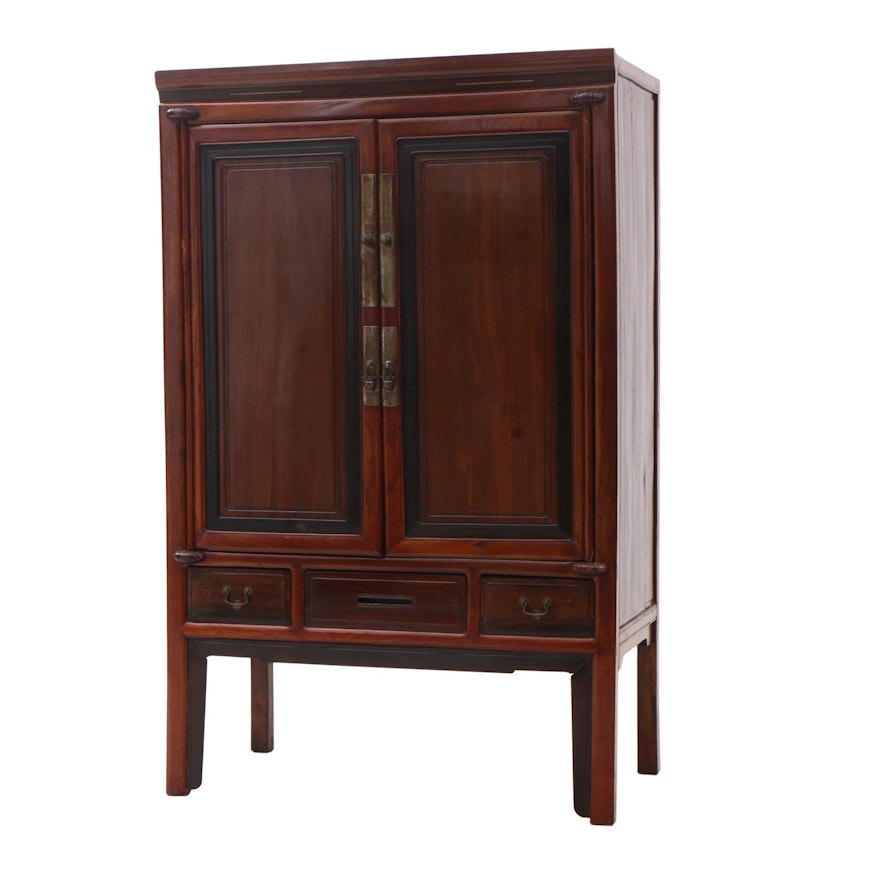 Chinese Elm and Pine Cabinet in Red Wash Finish, Contemporary