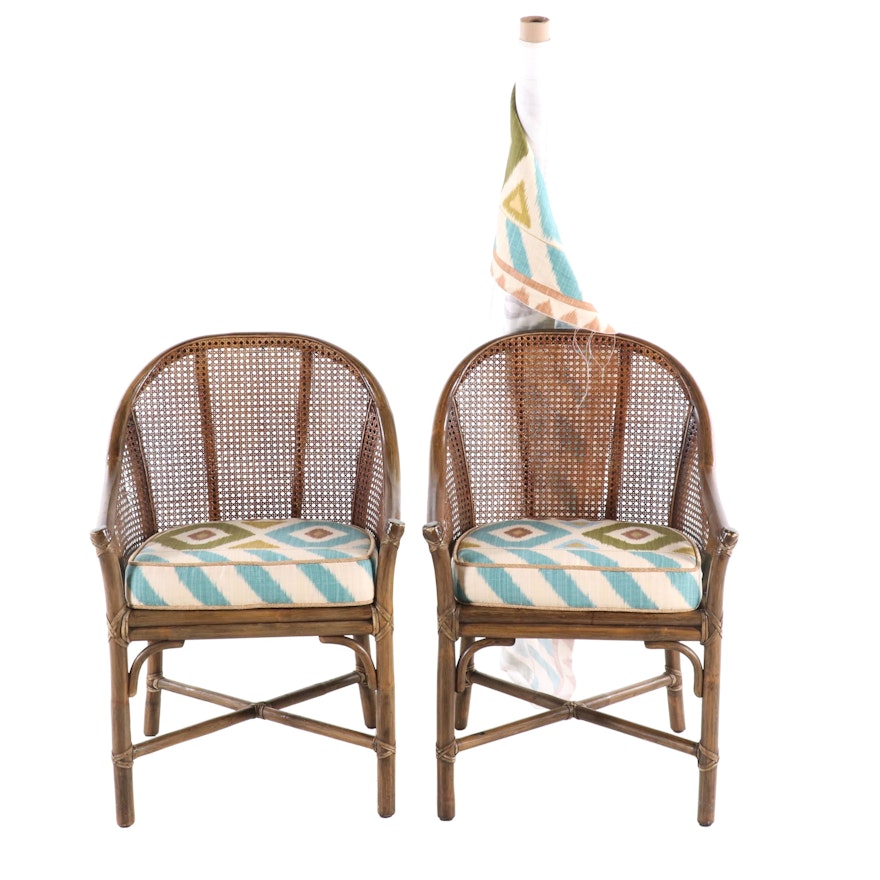 McGuire Rattan Caned Armchairs, 20th Century