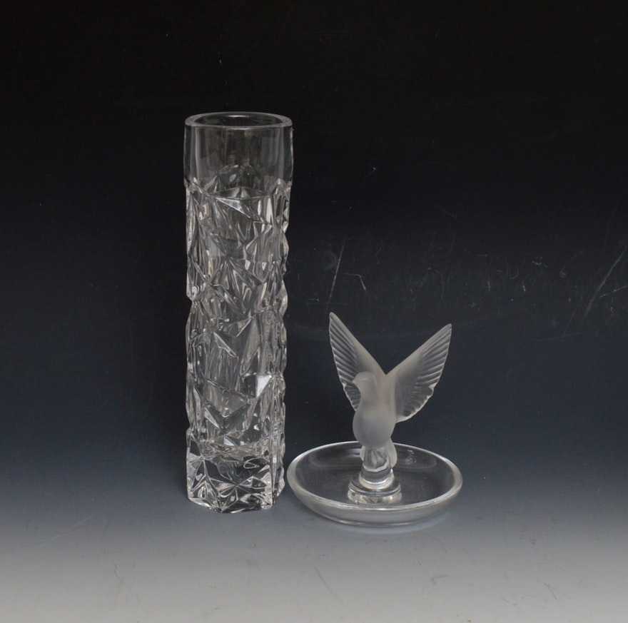 Tiffany & Co. Vase and Lalique Ring Dish