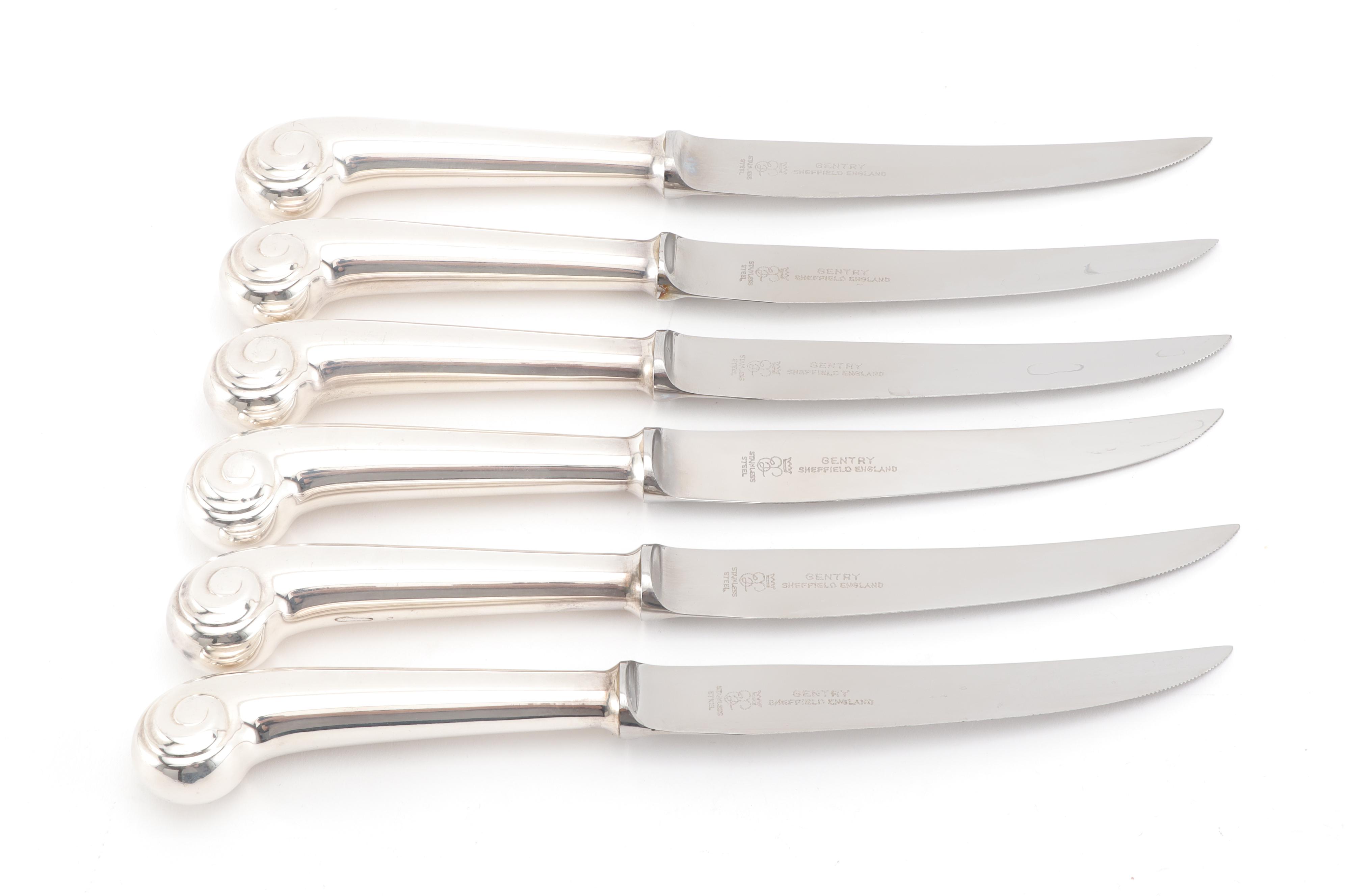 Gentry Steak Knives with Silver Plate Handles