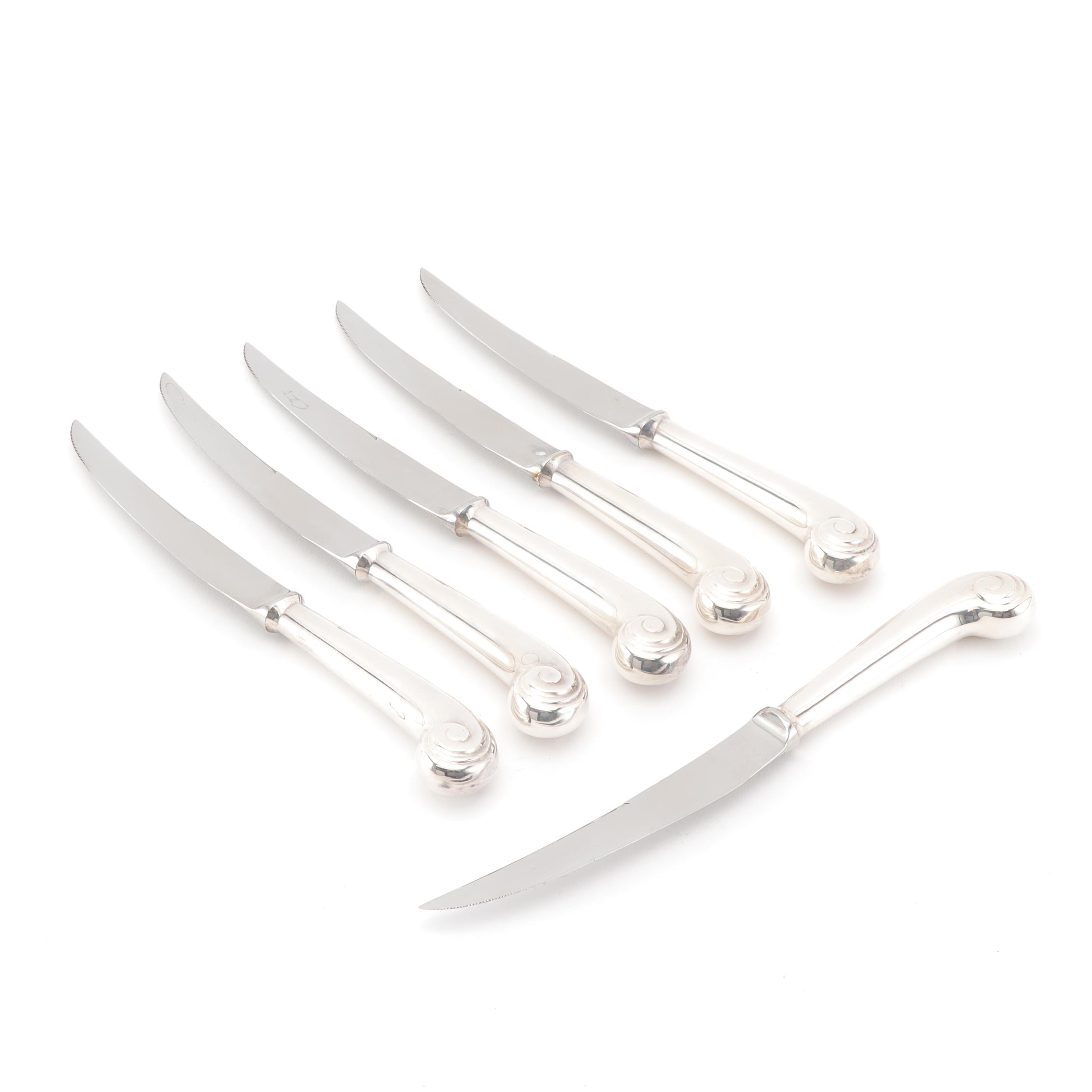 Gentry Steak Knives with Silver Plate Handles