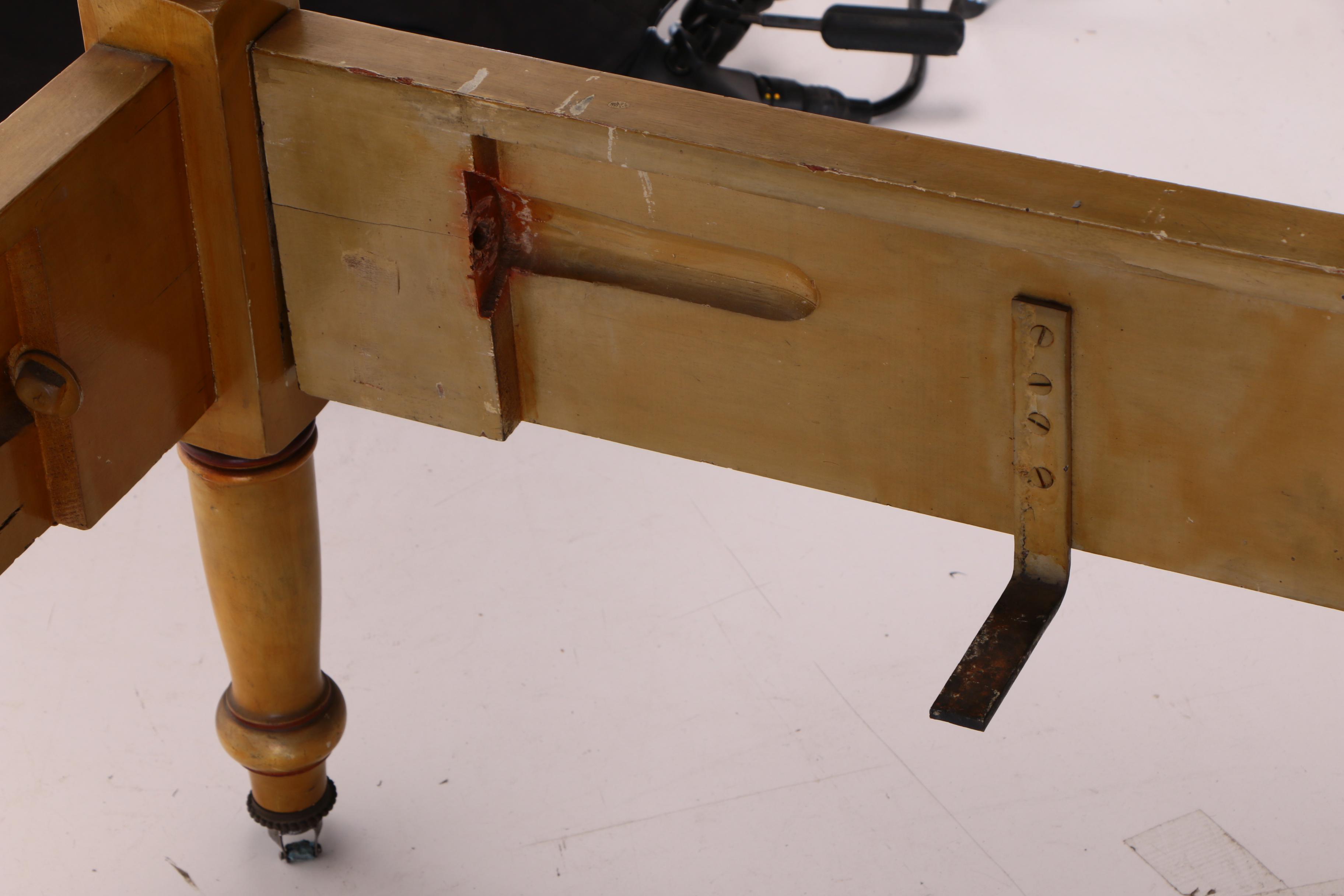 Paint-Decorated and Parcel-Gilt Four-Post Twin Size Bed Frame with Canopy