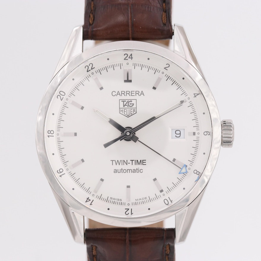 TAG Heuer Carrera Twin-Time Stainless Steel Wristwatch