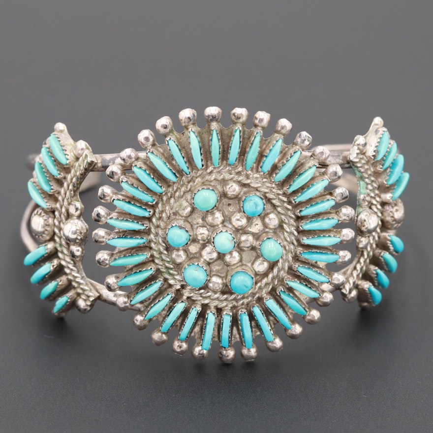 Southwestern Style 900 Silver Turquoise Cuff Bracelet