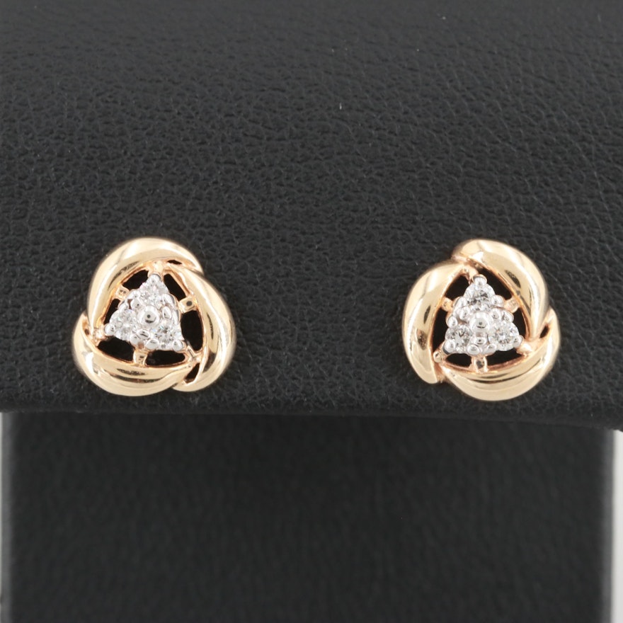 14K Yellow Gold Diamond Stud Earrings