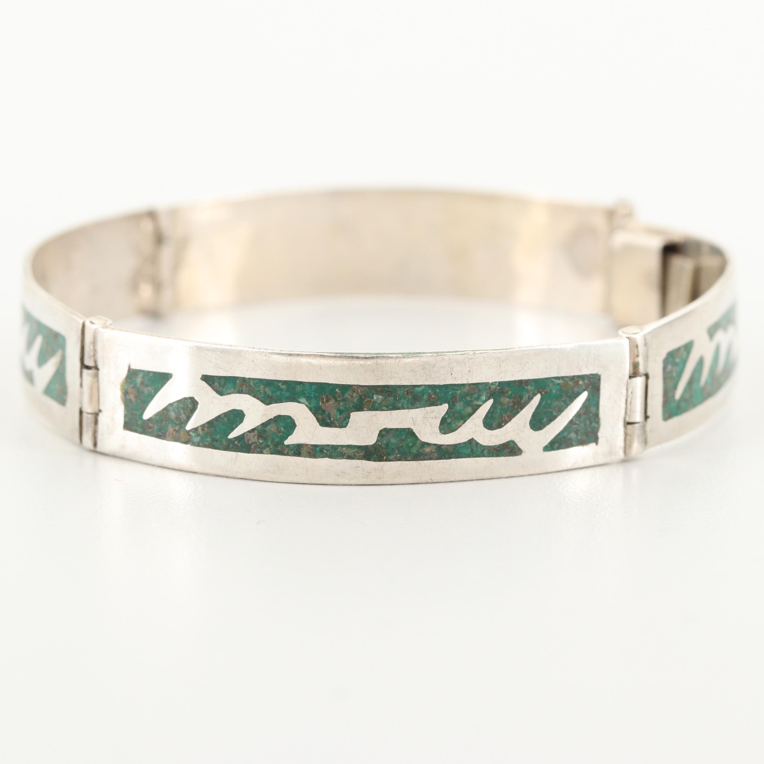Vintage Taxco Sterling Silver Turquoise in Resin Bracelet