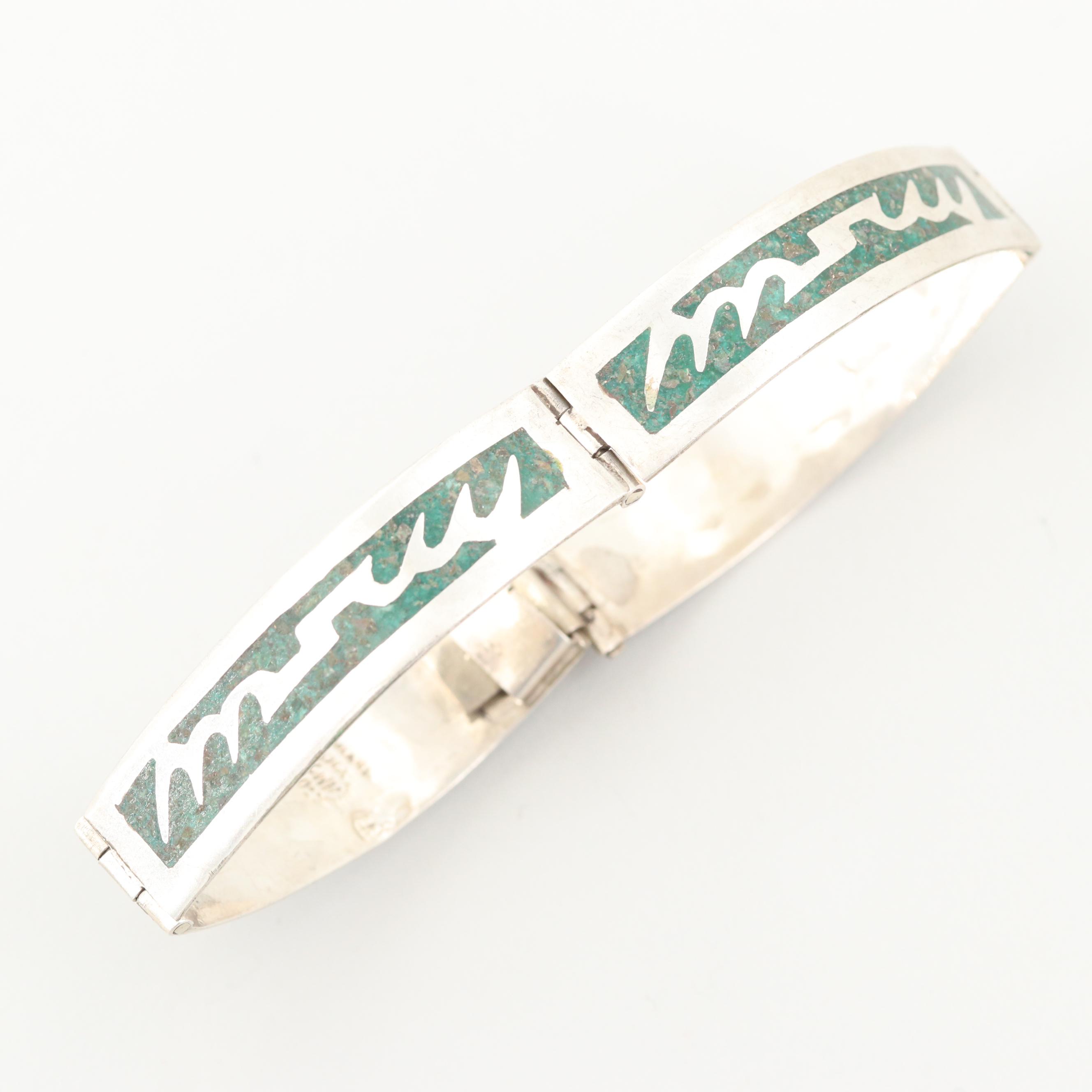 Vintage Taxco Sterling Silver Turquoise in Resin Bracelet