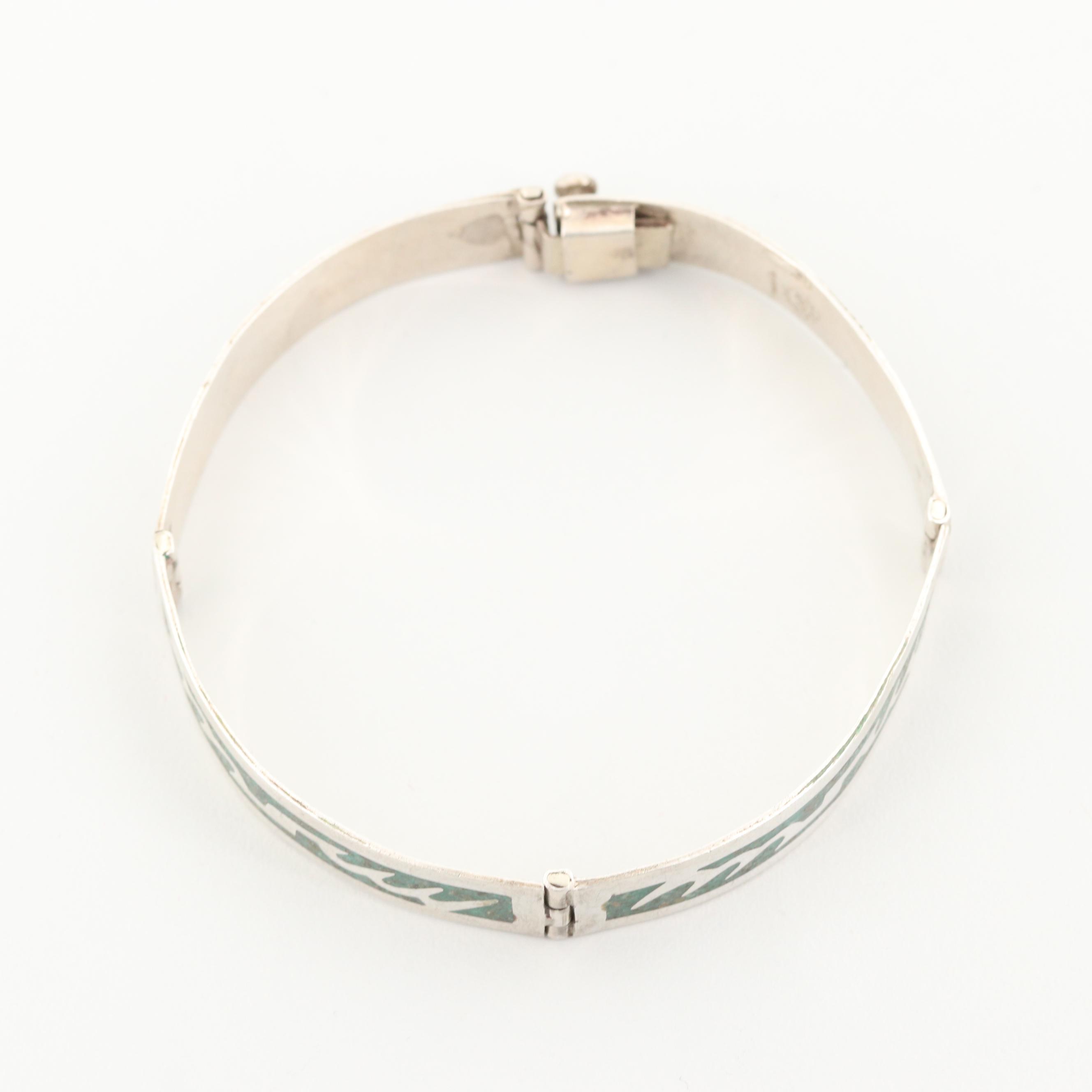 Vintage Taxco Sterling Silver Turquoise in Resin Bracelet