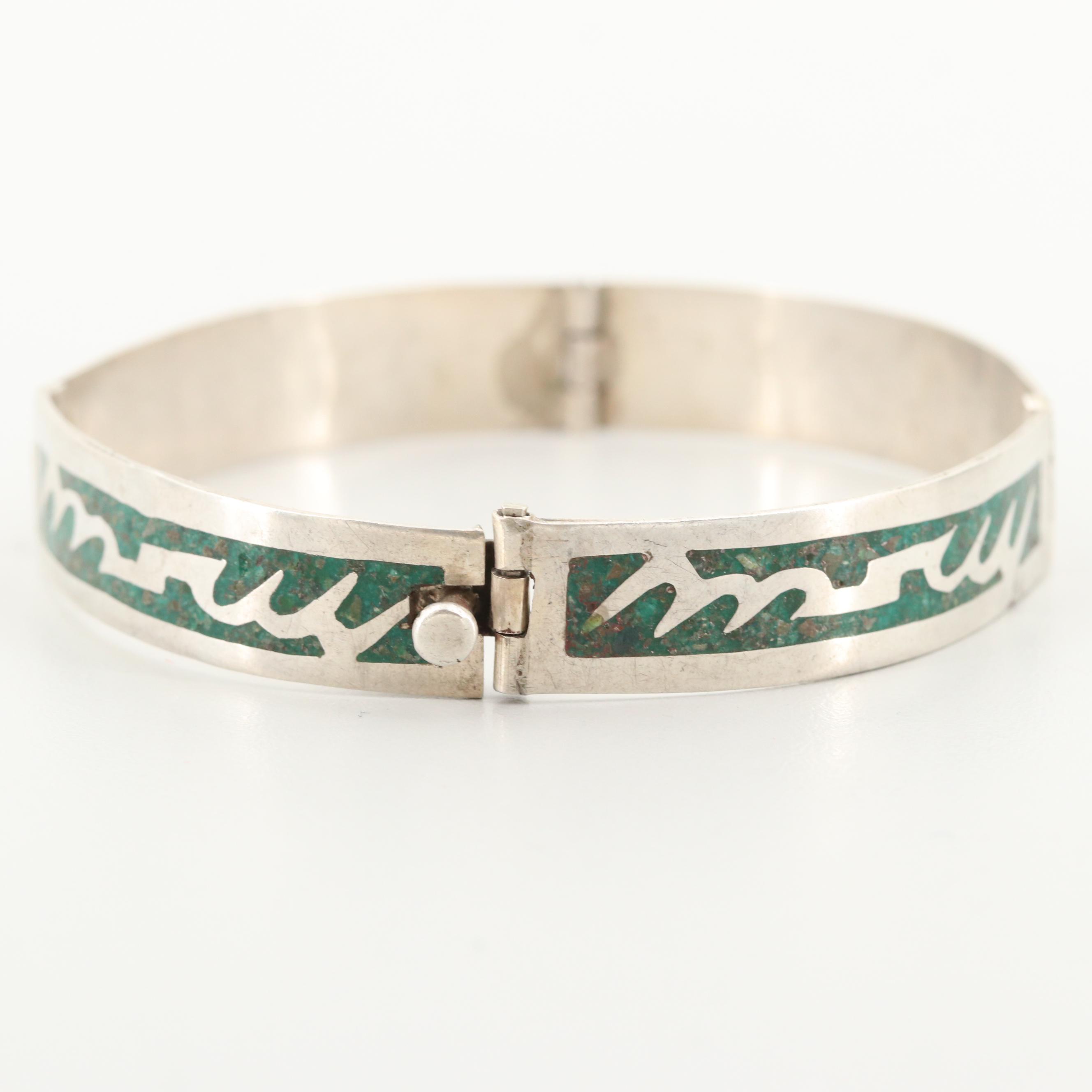 Vintage Taxco Sterling Silver Turquoise in Resin Bracelet
