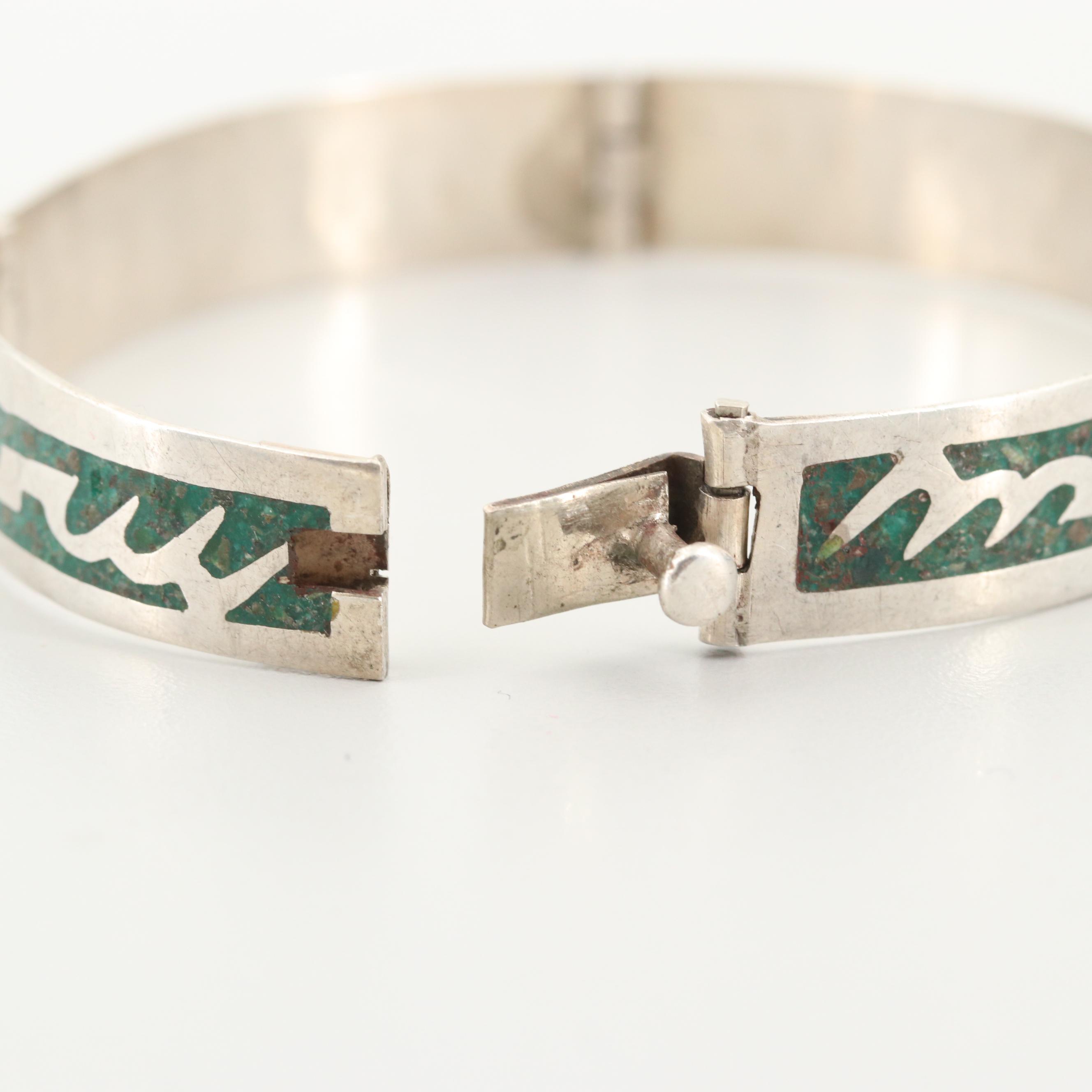 Vintage Taxco Sterling Silver Turquoise in Resin Bracelet
